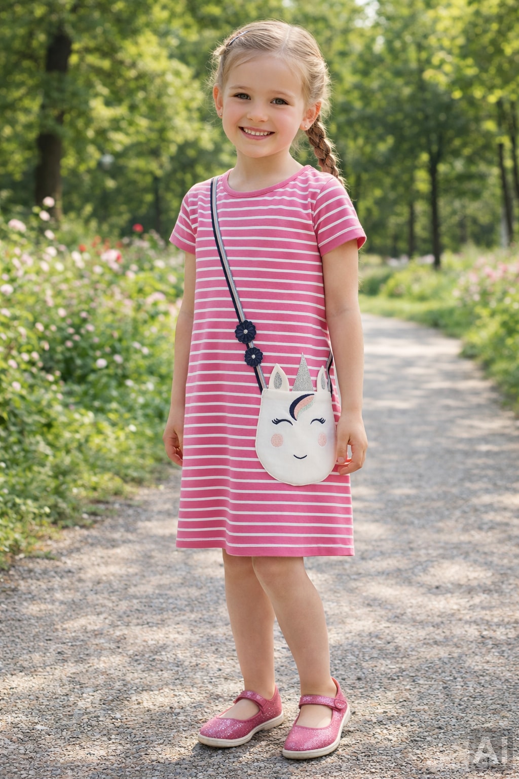 happy girls Jerseykleid aufgesetzte Tasche mit süßem Taschendetail