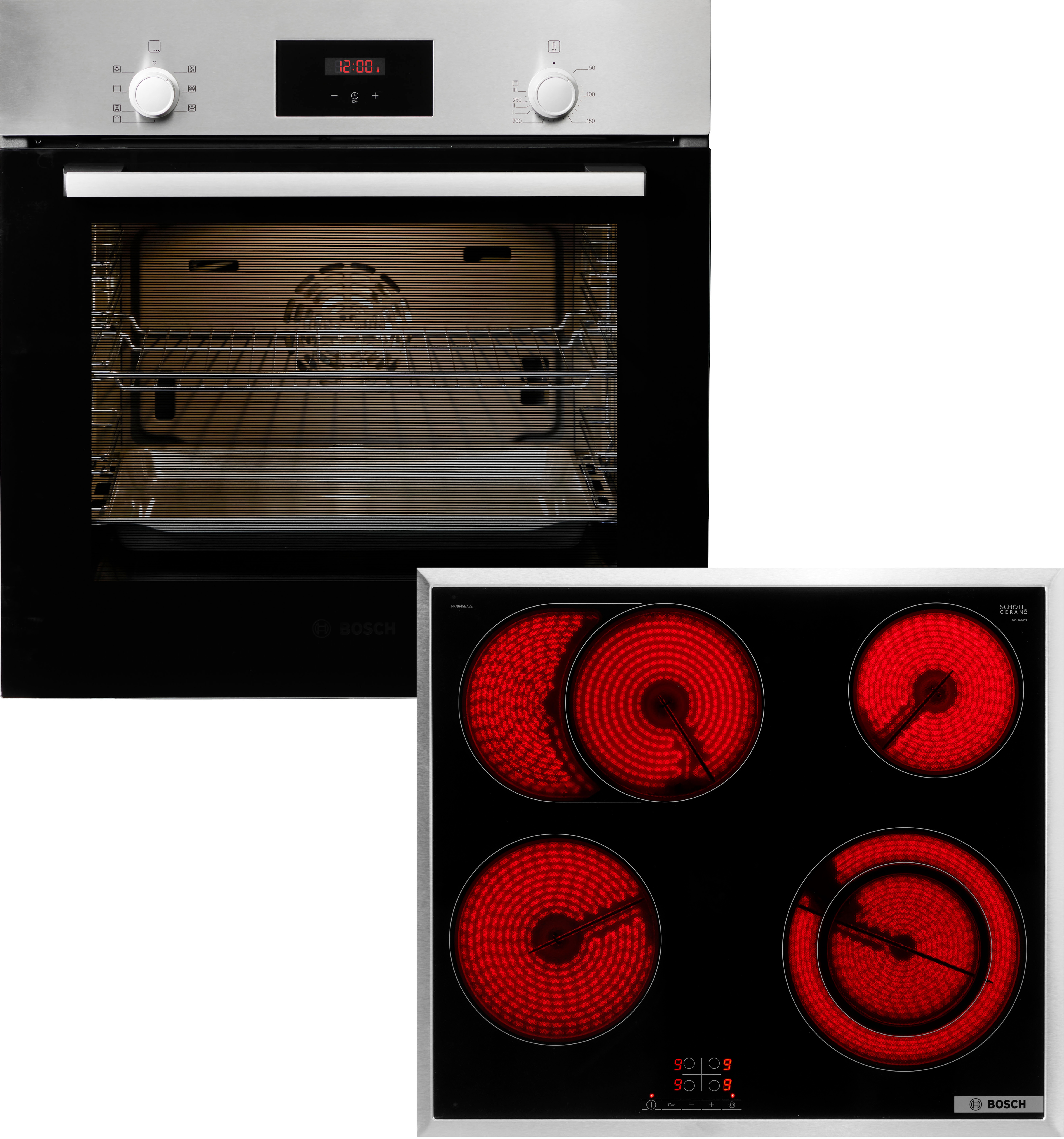 BOSCH Backofen-Set "HBF133BR0" mit Teleskopauszug nachrüstbar ecoClean Direct Leichte Reinigung mit CleanCoating, einfache Bedienung mit TouchSelect