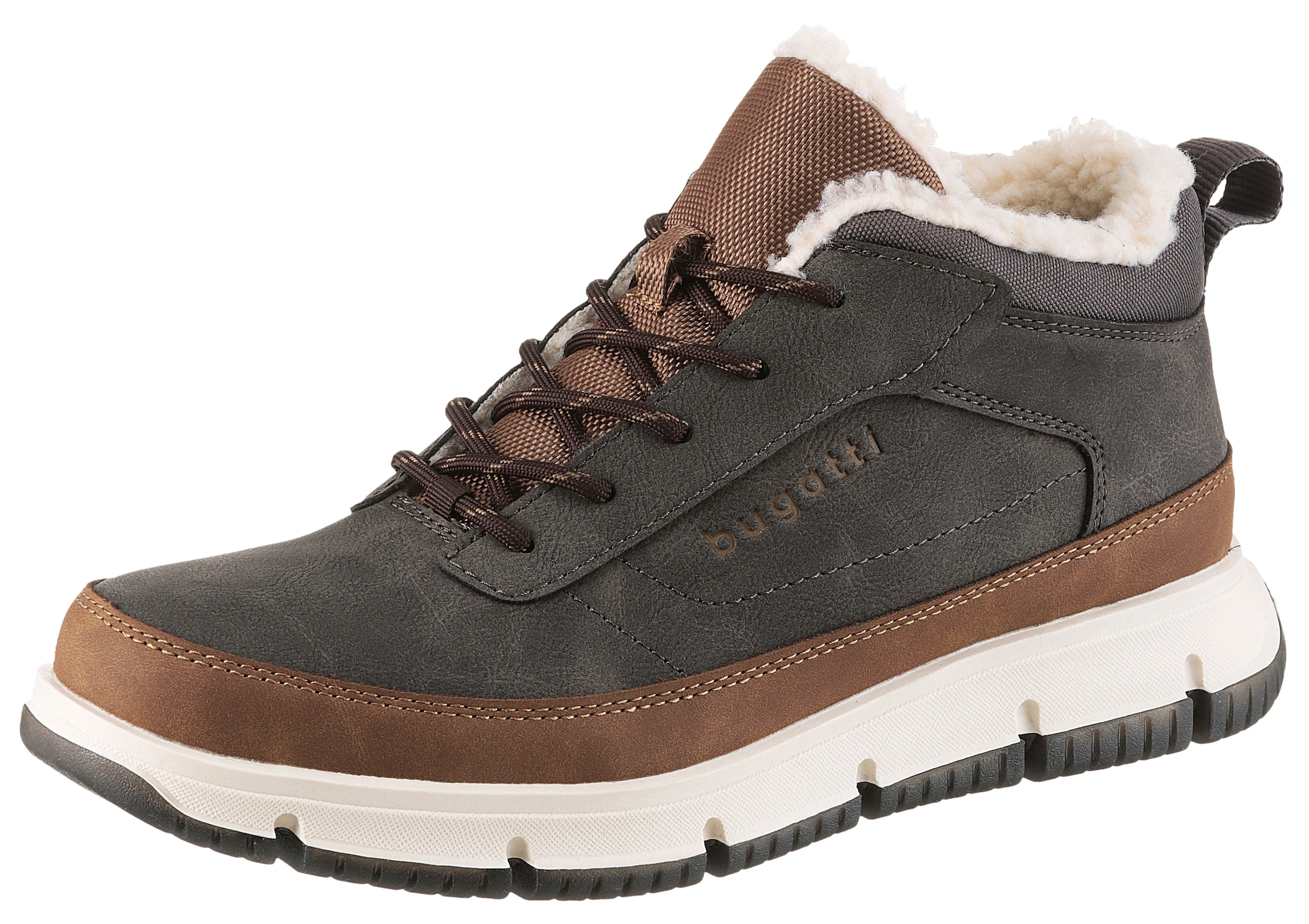 bugatti Sneaker, High Top Sneaker, Schnürboots mit modischer Profilsohle, Warmfutter