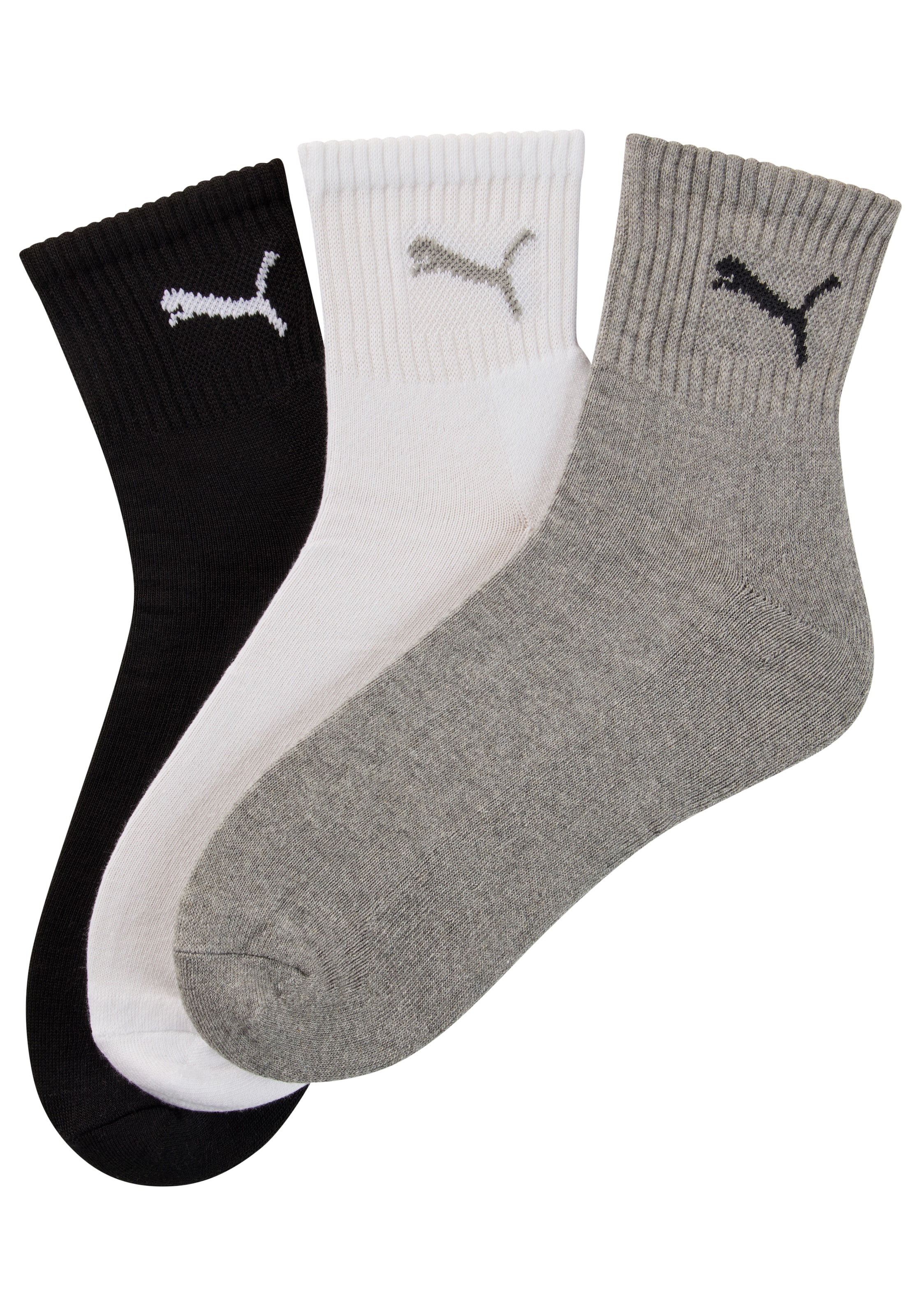 PUMA Sportsocken »short crew«, (3 Paar), gepolsterte Frottee-Sohle, atmungsaktiv