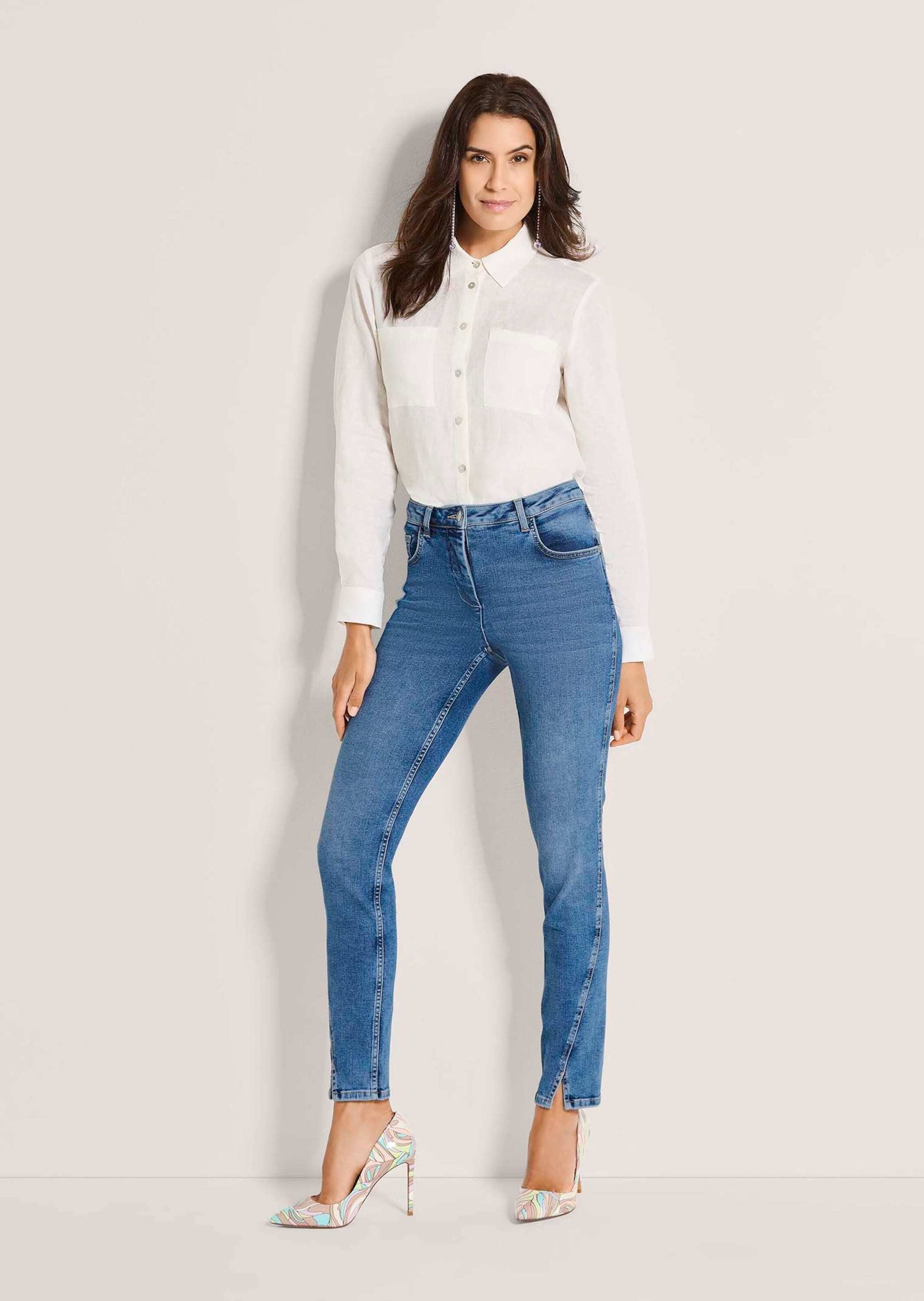 MADELEINE Regular-fit-Jeans "Jeans Skinnyjeans mit asymmetrischer Naht" günstig online kaufen