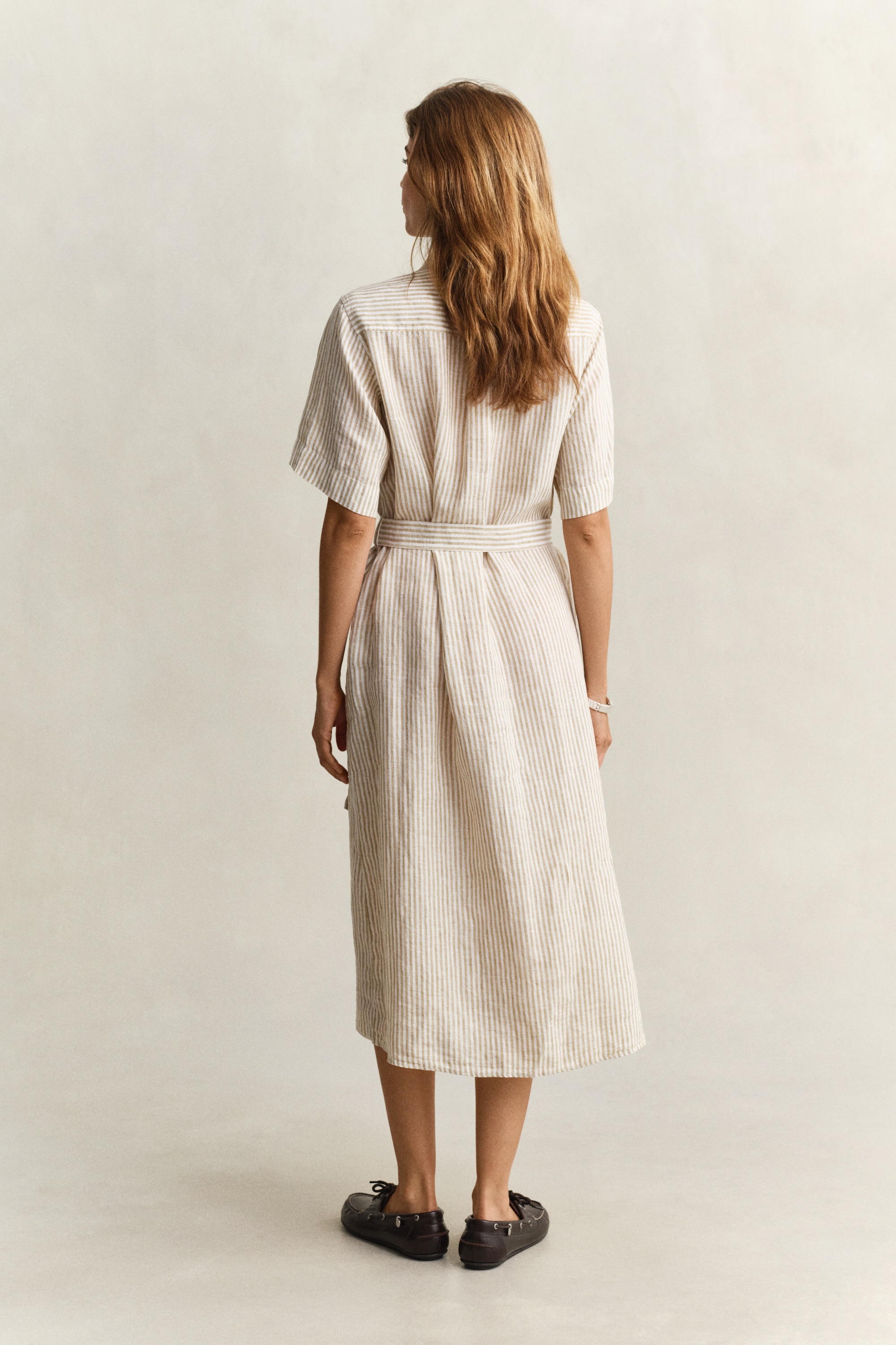 Gant Hemdblusenkleid »STRIPED LINEN« Seitennahttaschen Regular fit mit Bindegürtel