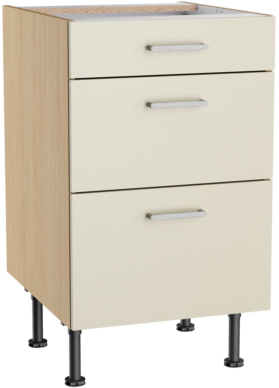 KOCHSTATION Unterschrank "KS-Lucy" Breite 50 cm, 1 Schubkasten, 2 Auszügen, Soft-Close, verstellb. Füße