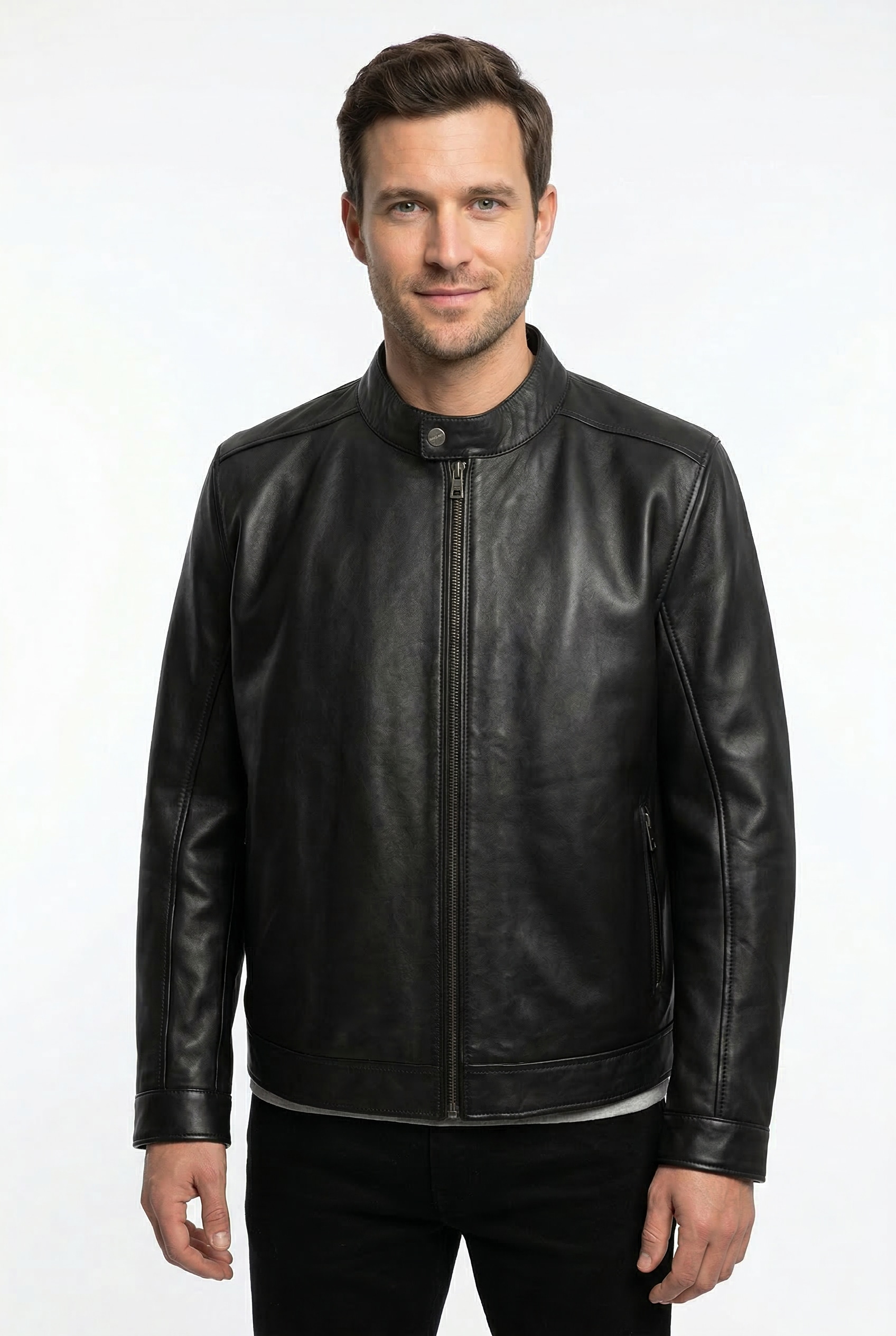 Mauritius Lederjacke "MMJork" mit Stehkragen & Drucker