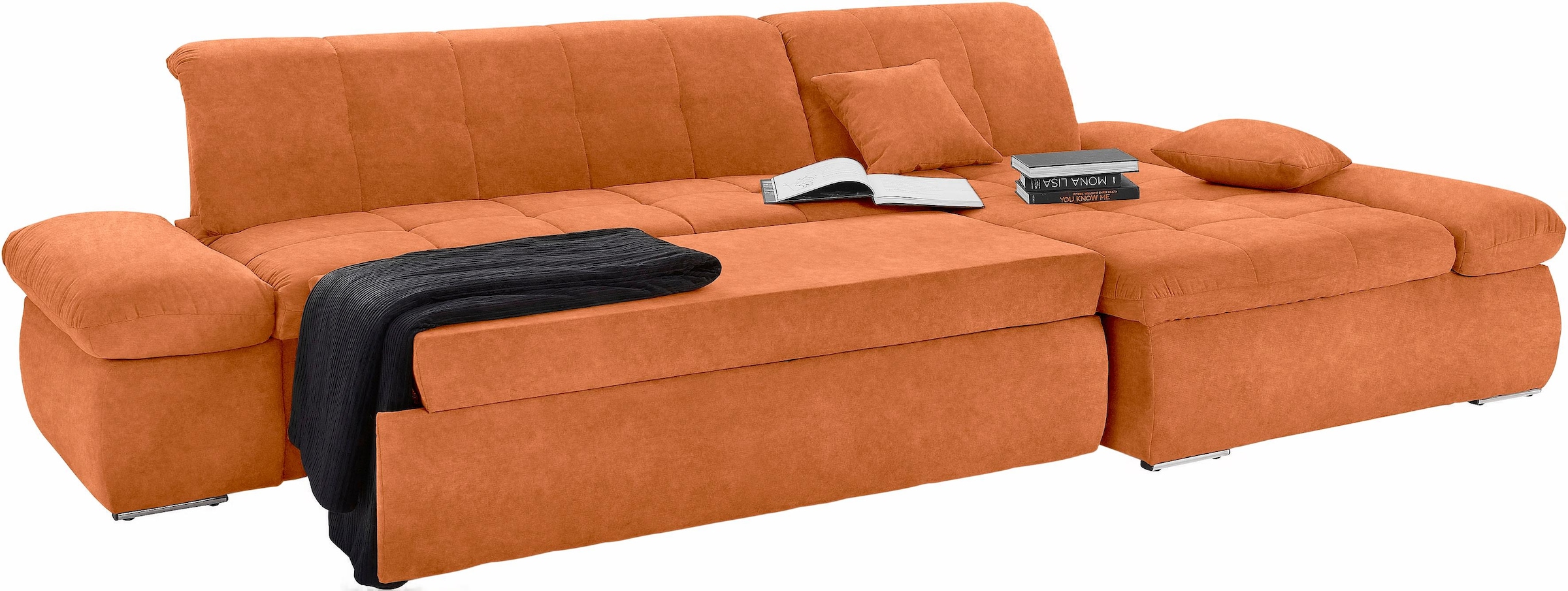DOMO collection Ecksofa "NMORIC XXL, 300x172x80cm, viel Platz, bequem, L-Form" wahlweise mit Bettfunktion und Armlehnverstellung