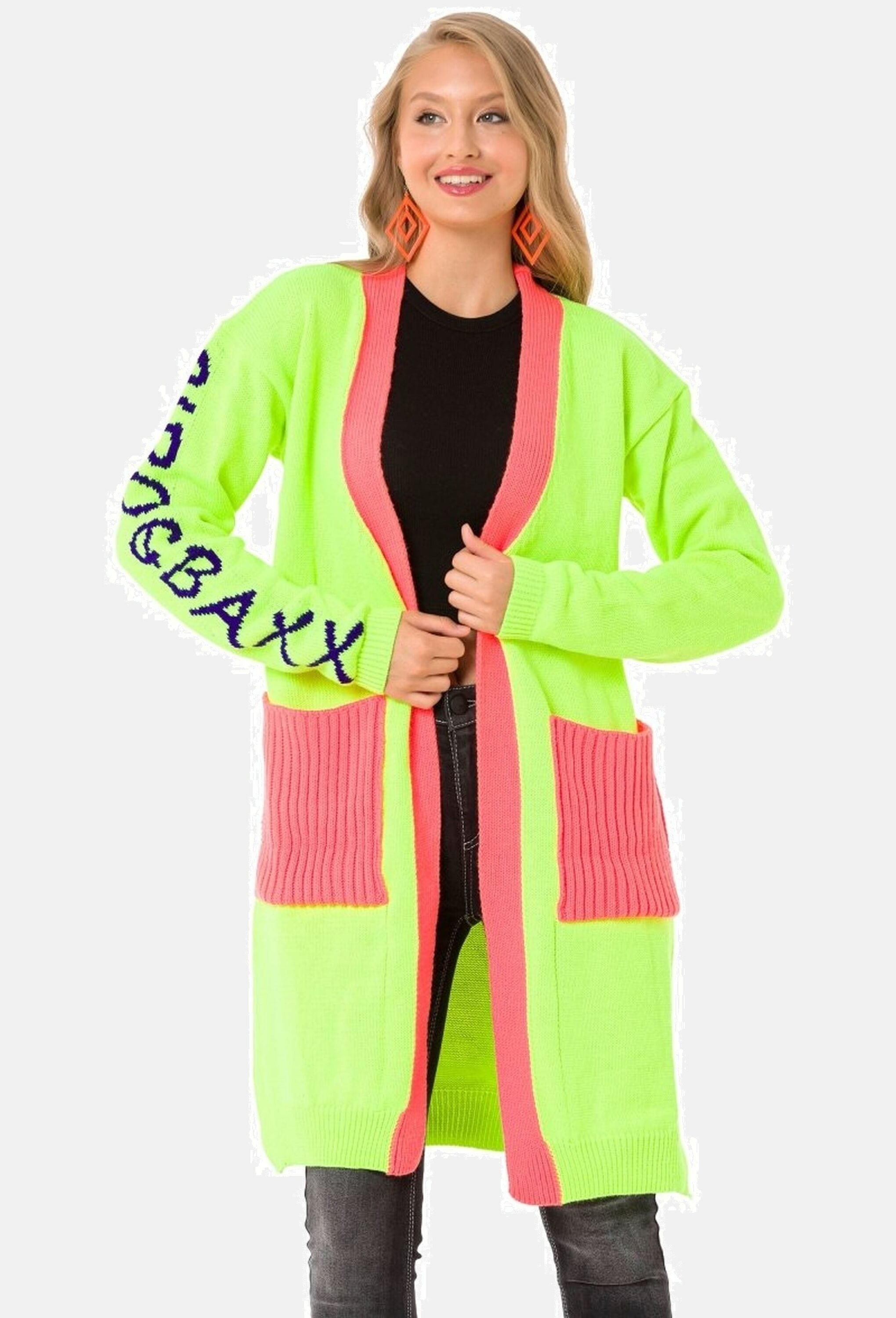 Cipo & Baxx Cardigan "Cipo & Baxx Stickjacke" Im coolen Neon-Design, WP242