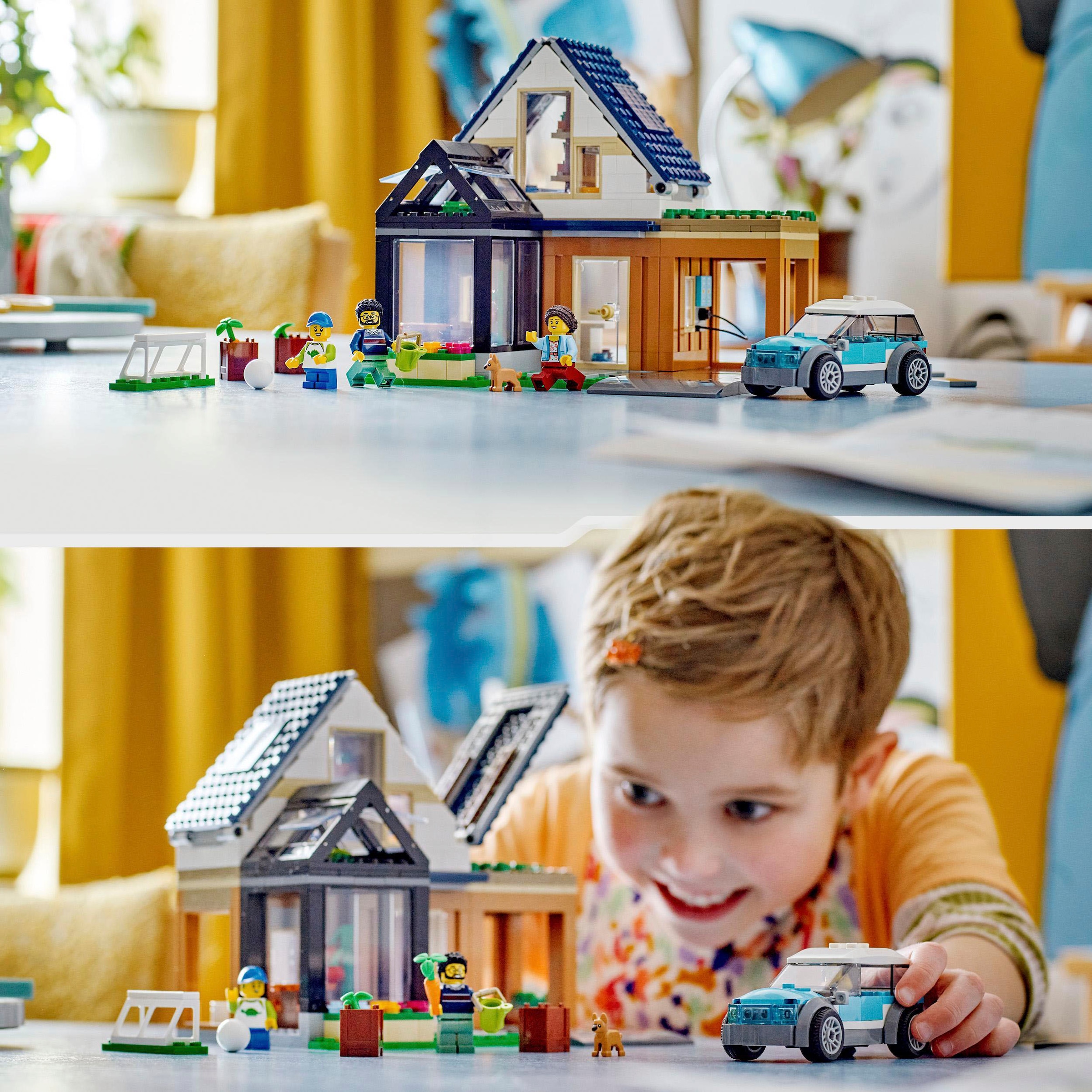 LEGO® Konstruktionsspielsteine »Familienhaus mit Elektroauto (60398), LEGO® City«, (462 St.), Made in Europe