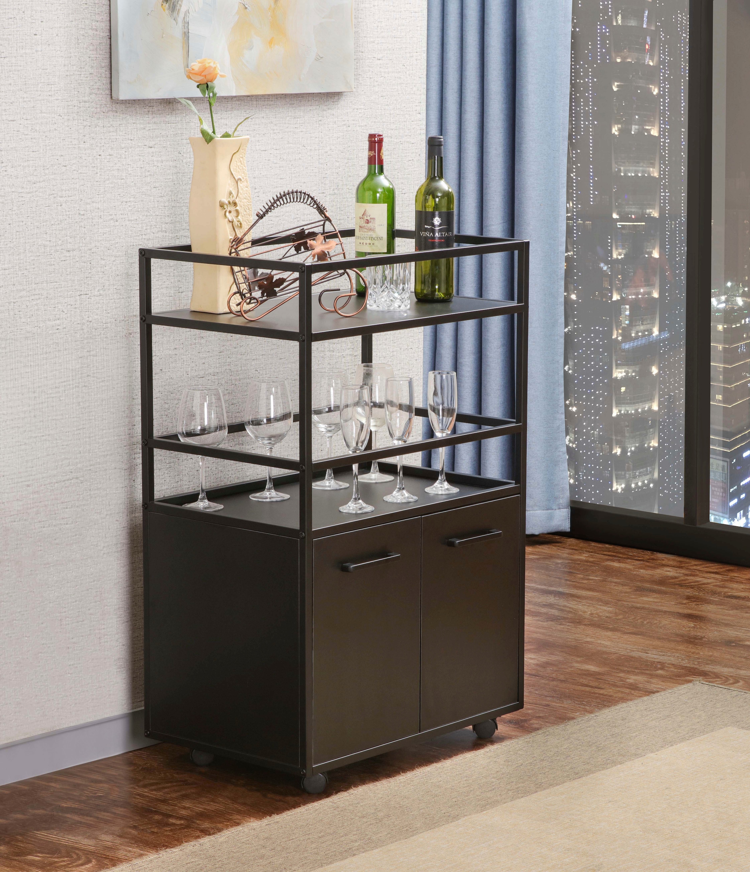 Home affaire Barschrank »Perth« 1 Stk. tlg. Barschrank mit 2 Türen & offenem Fach - (B/T/H) 60/40/94 cm