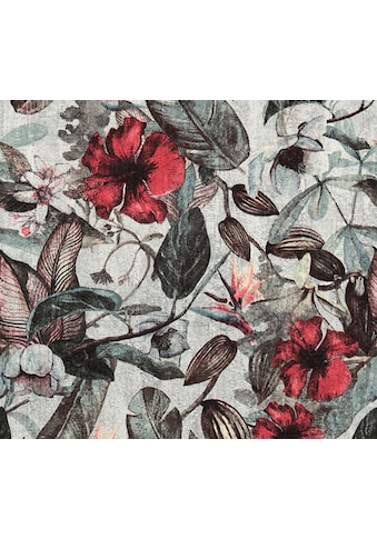 Vliestapete »Greenery«, Vintage Tapete Floral Grün Rot Grau