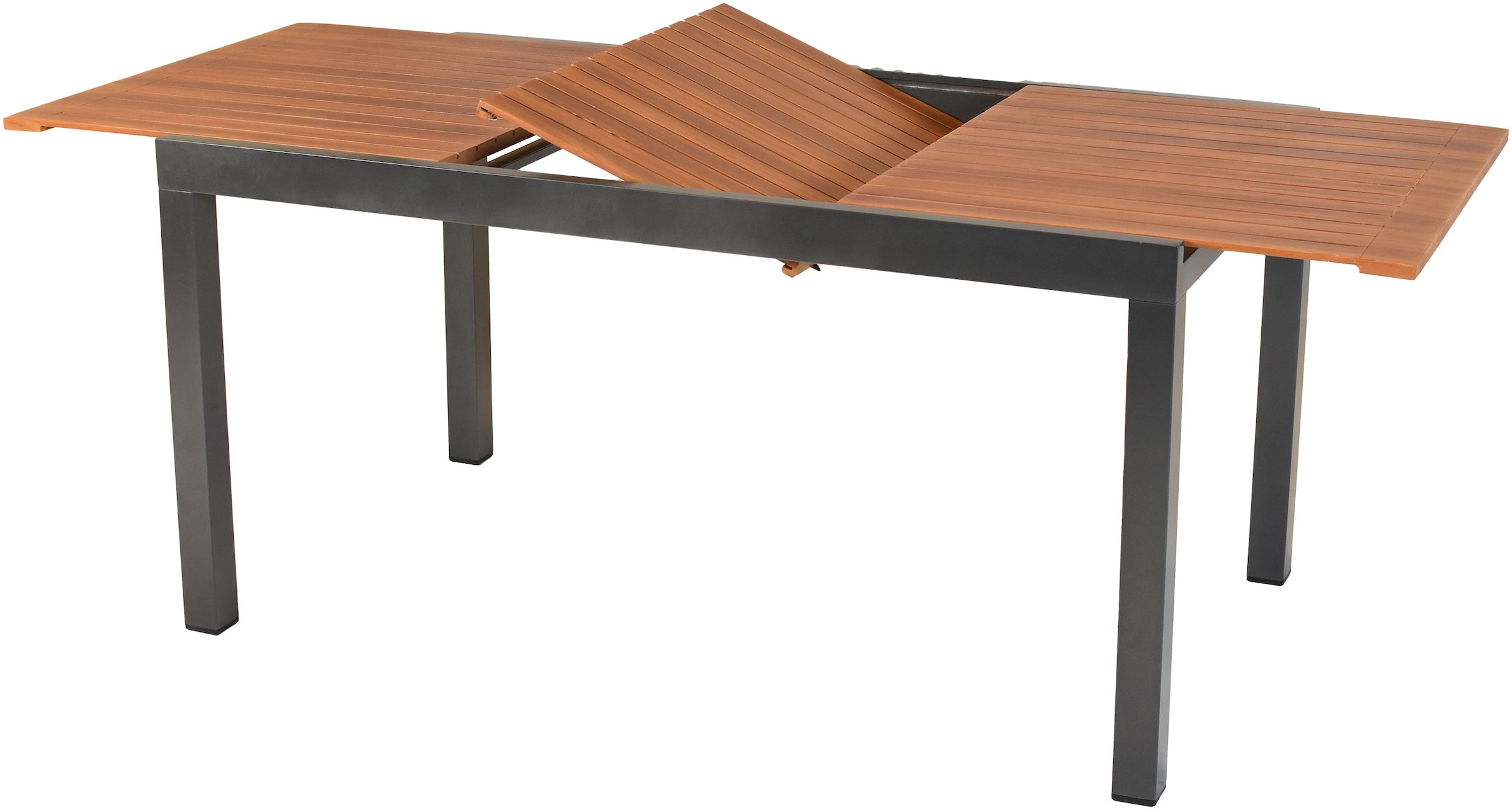 MERXX Garten-Essgruppe »»Thasos««, (Set, 7 tlg.), folierte Armlehnen und Tischplatte in Holzoptik