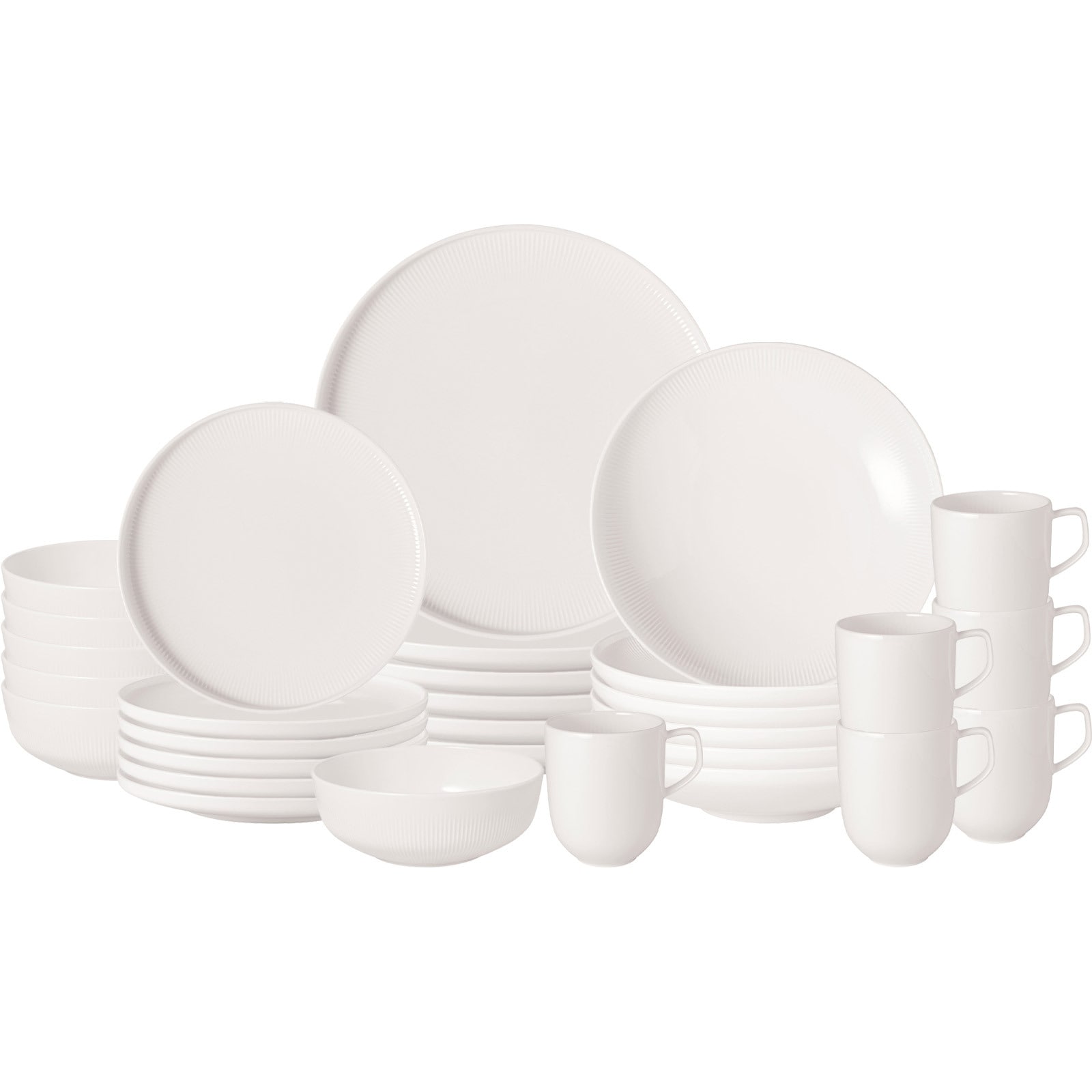 Villeroy & Boch Geschirr-Set "Kombiservice Afina 30er Set weiß" Spülmaschinengeeignet, Mikrowellenfest