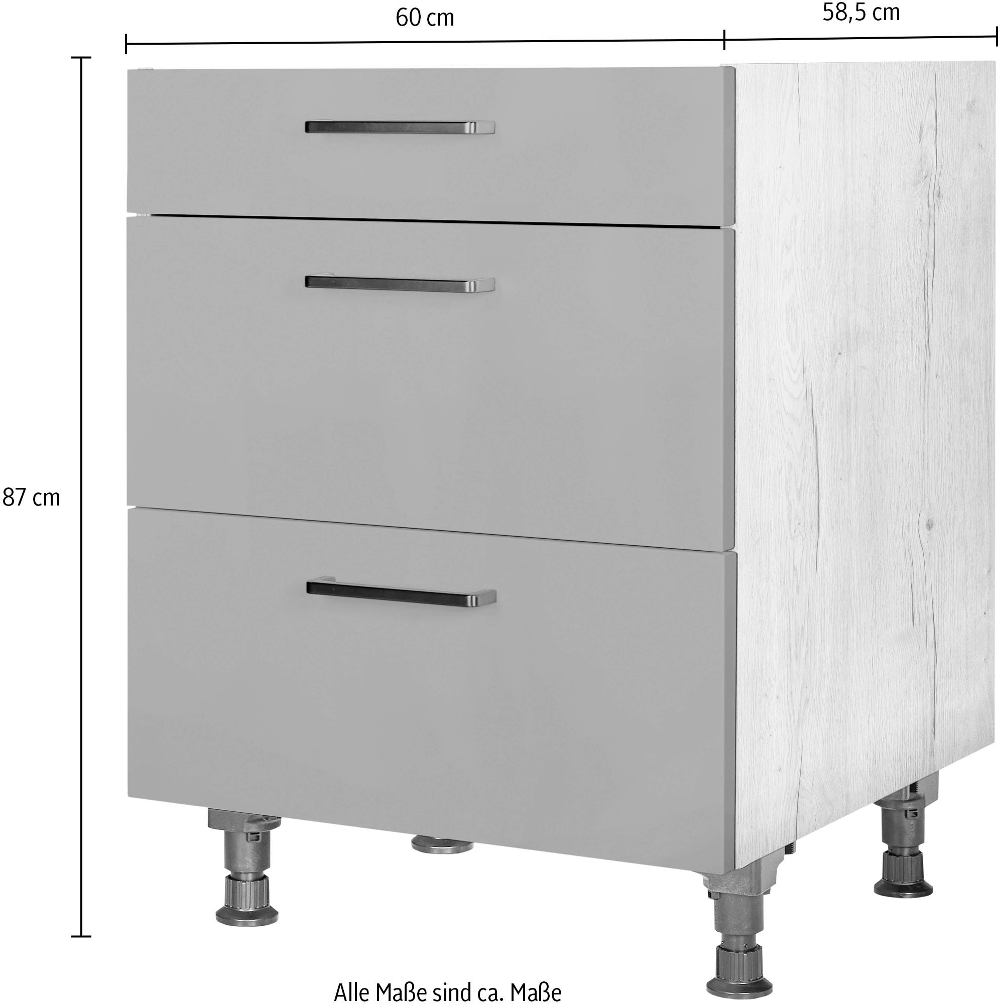 nobilia® Kochfeldumbauschrank »"Easytouch", vormontiert, mit Schubkasten und Auszügen,«, in den Breiten 60 und 90 cm