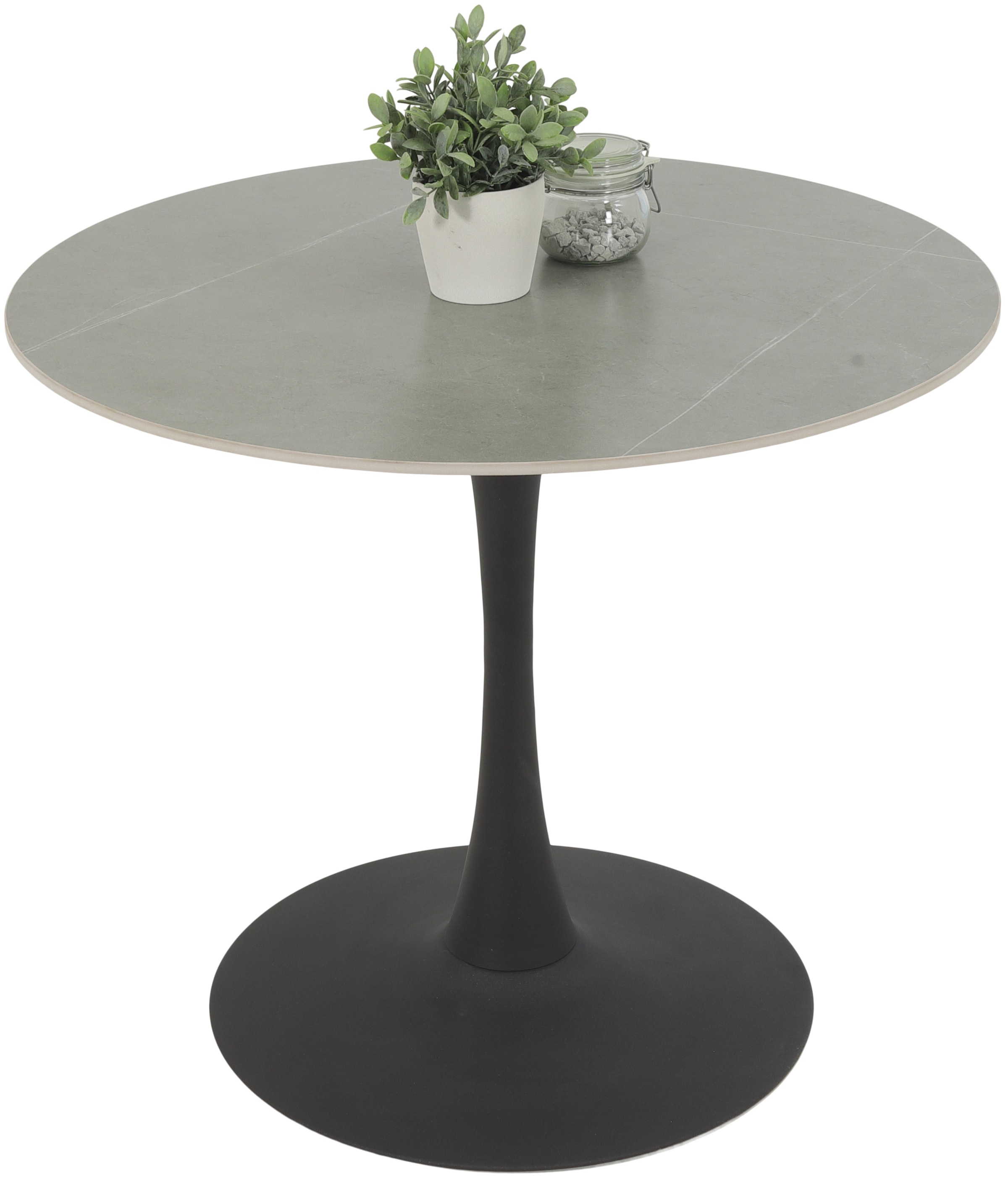 HELA Essgruppe »MOSEL«, (3 tlg.), Tisch 90x75 cm, Platte rund, gesinterter Stein, Armlehnenstuhl