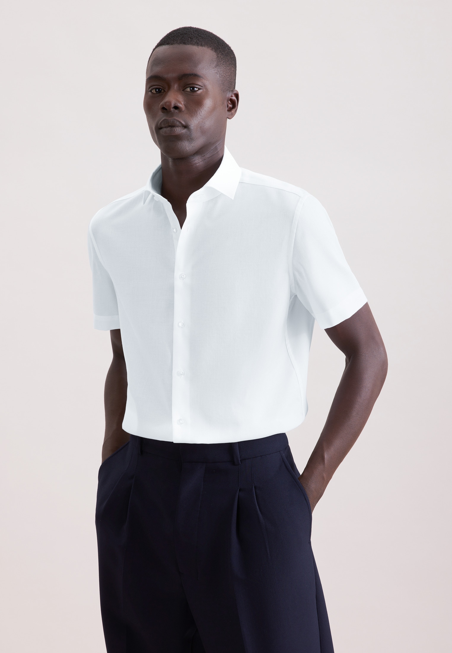 seidensticker Businesshemd "Schwarze Rose" Shaped 1/2 Kentkragen Struktur günstig online kaufen