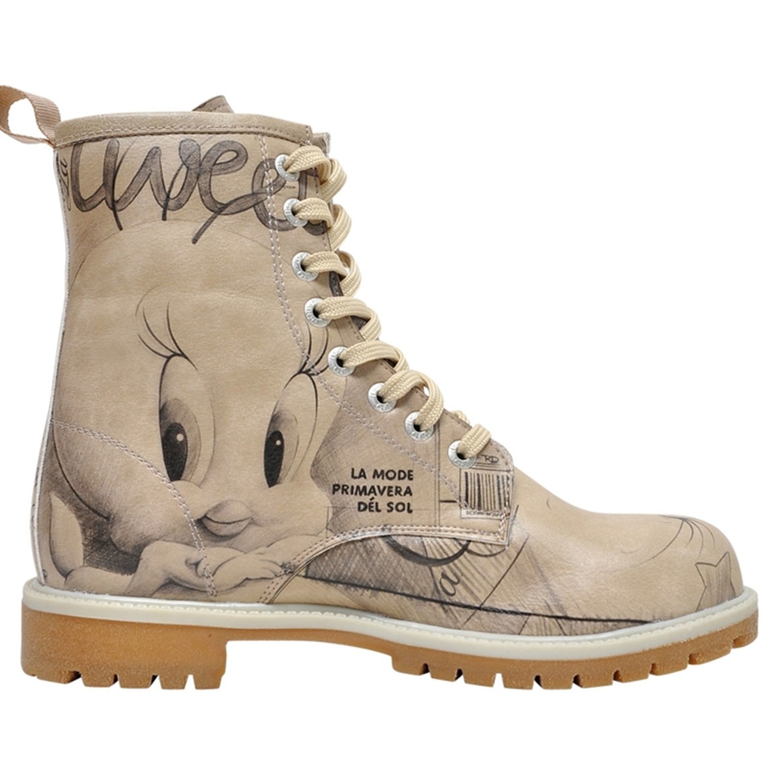Thumbnail - DOGO Schnürboots "Longe Boots Schnürstiefel Tweety Sketch Damen Stiefeletten", Handgefertigt