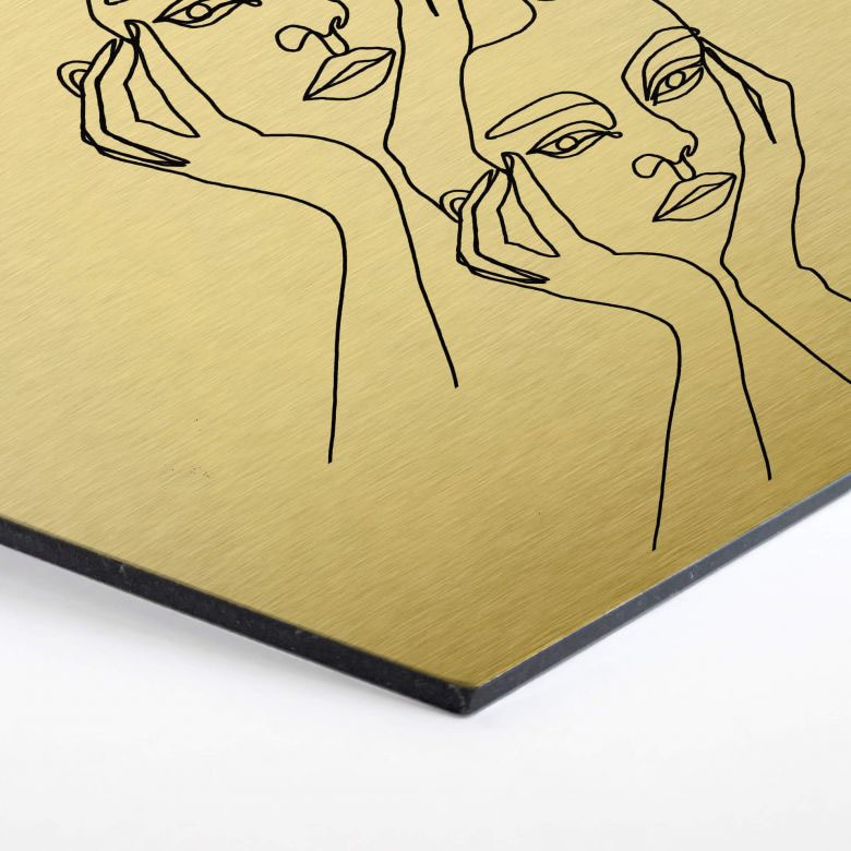 Wall-Art Metallbild »Linework Wanddeko Gold abstrakt«, (1 St.), vintage Metallschild