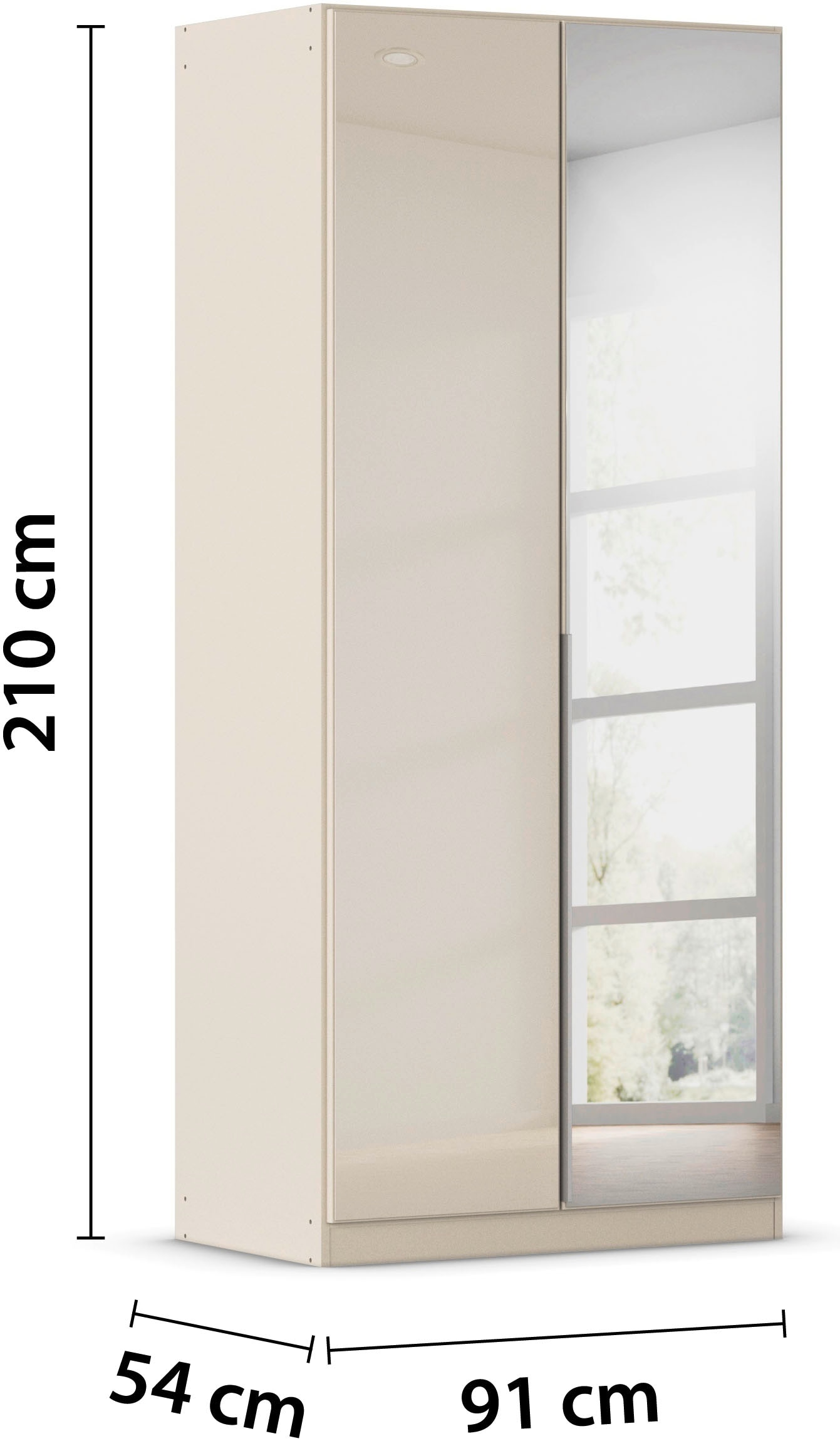 rauch Drehtürenschrank »Kleiderschrank Kleiderschränke Schrank Garderobe AGORDO mit Glasfront«, (in zwei Griff-Farben), durchdachte Innenausstattung, in 6 Breiten und 2 Höhen MADE IN GERMANY
