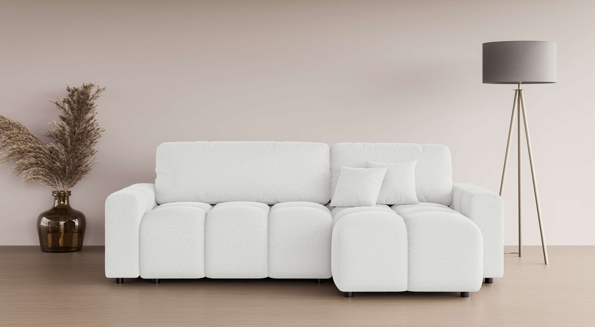 INOSIGN Ecksofa »FELICI, Schlafsofa 233cm, L-Form mit Recamiere beidseitig montierbar«, Designsofa mit Bettfunktion und Bettkasten, Maße B/T/H: 233/142/88 cm