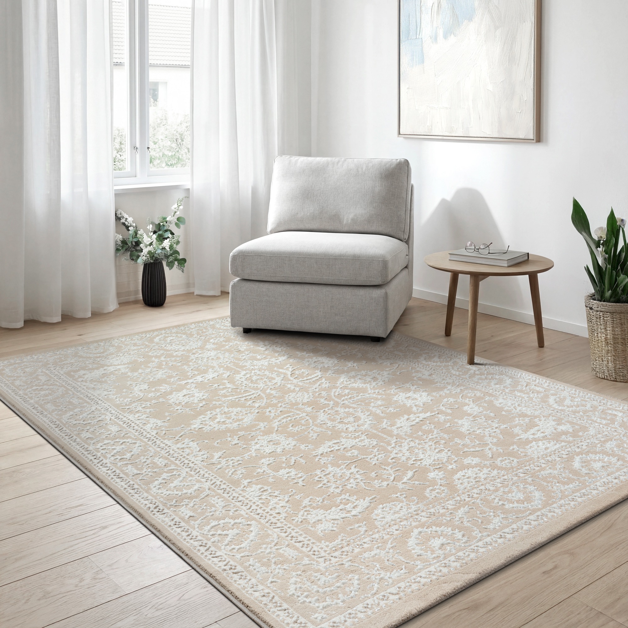 Sanat Teppich »Harmony 3221, auch als Läufer und rund« rechteckig 12 mm Höhe Wohnzimmer, Kurzflor, modern,  Orient Optik, Schlafzimmer