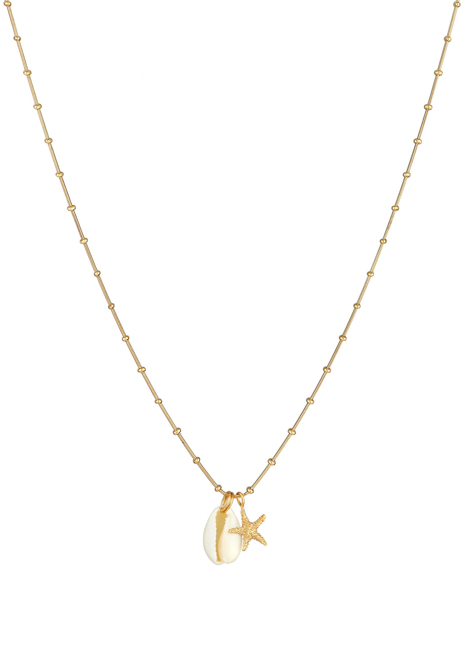 Elli Kette mit Anhänger »Halskette Kauri Muschel Seestern Kugelkette 925 Silber«