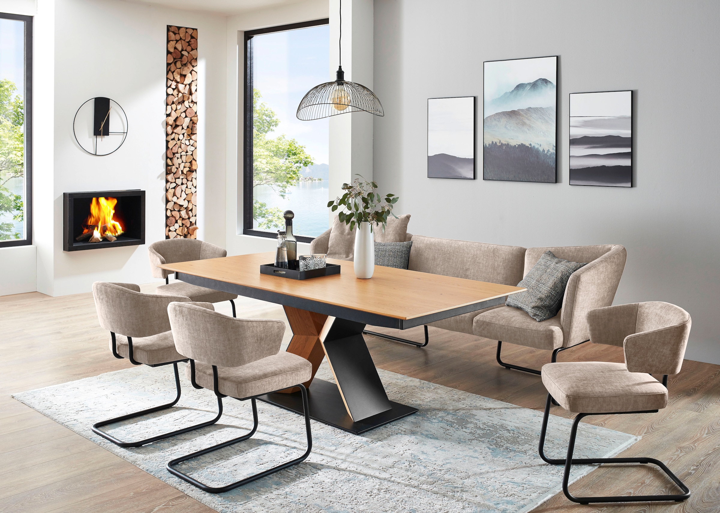 K+W Komfort & Wohnen Essgruppe "Mikkado Tube" 6 Stk. tlg. 4 Freischwinger u günstig online kaufen