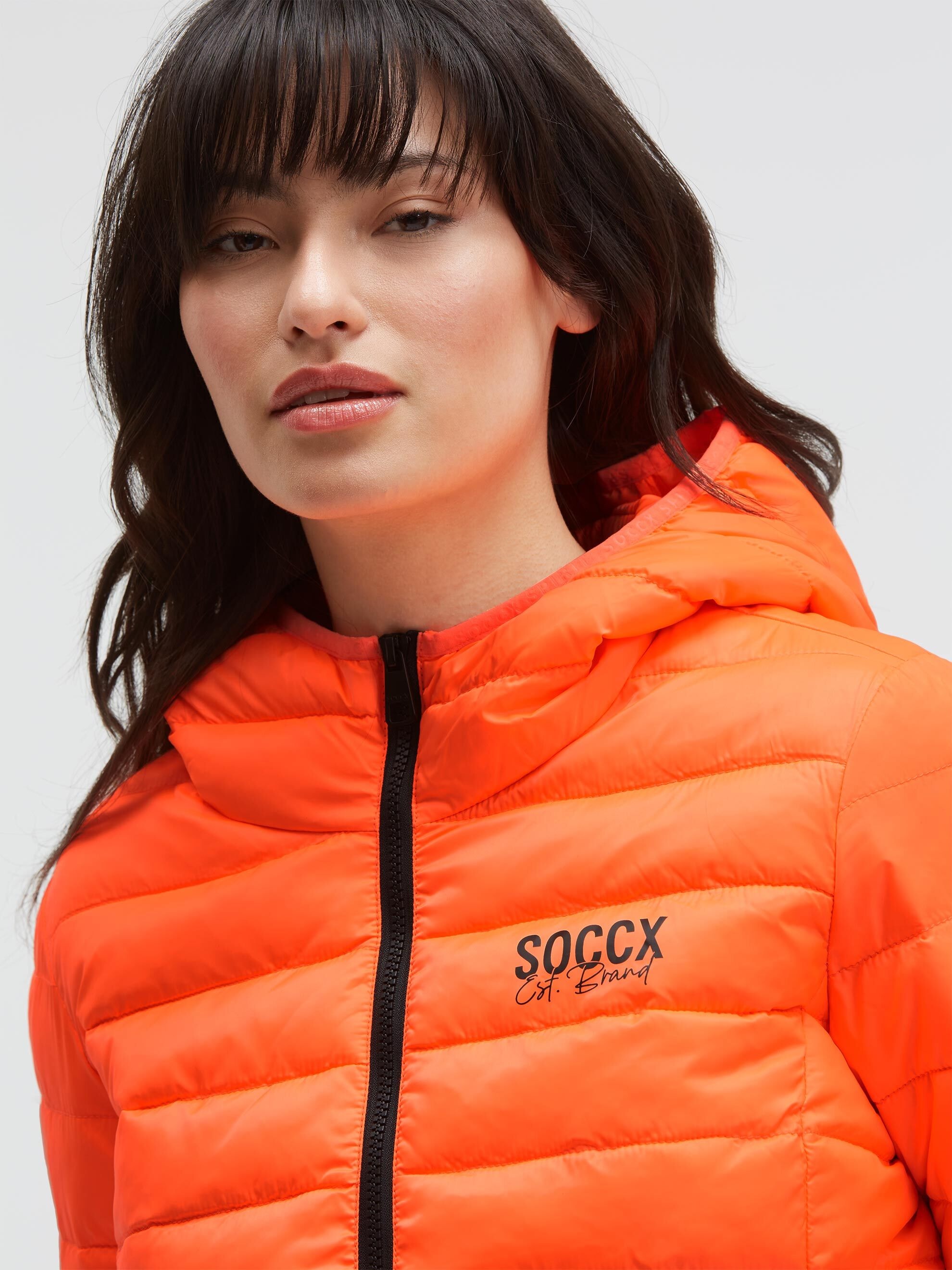 SOCCX Outdoorjacke mit Kapuze mit elastischem Saumabschluss