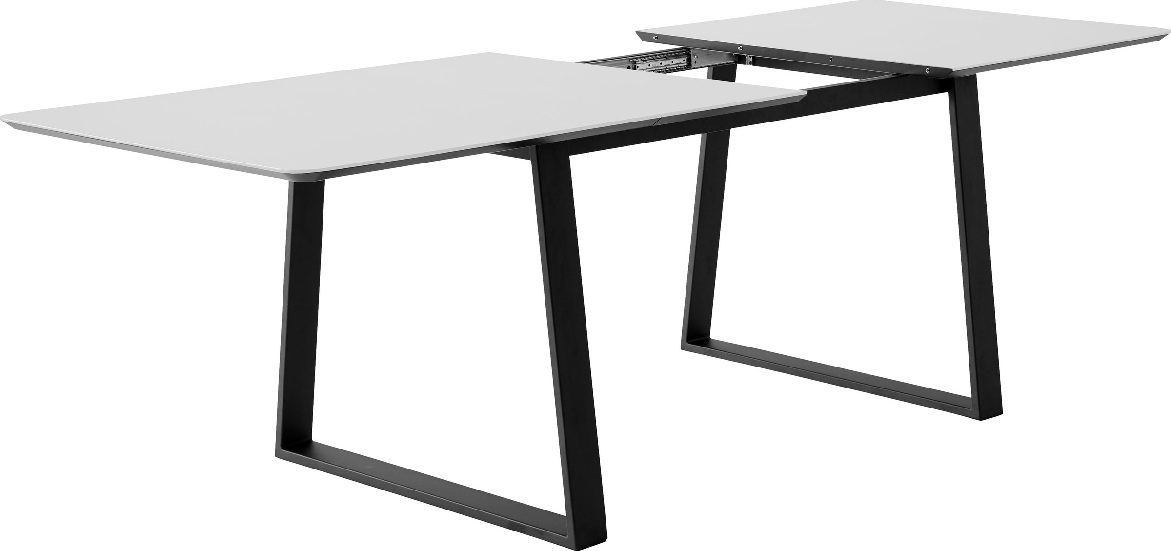 Hammel Furniture Esstisch »Meza Designtisch mit Auszugsfunktion und 2 Einlegeplatten«, abgerundete Tischplatte MDF, Trapez Metallgestell