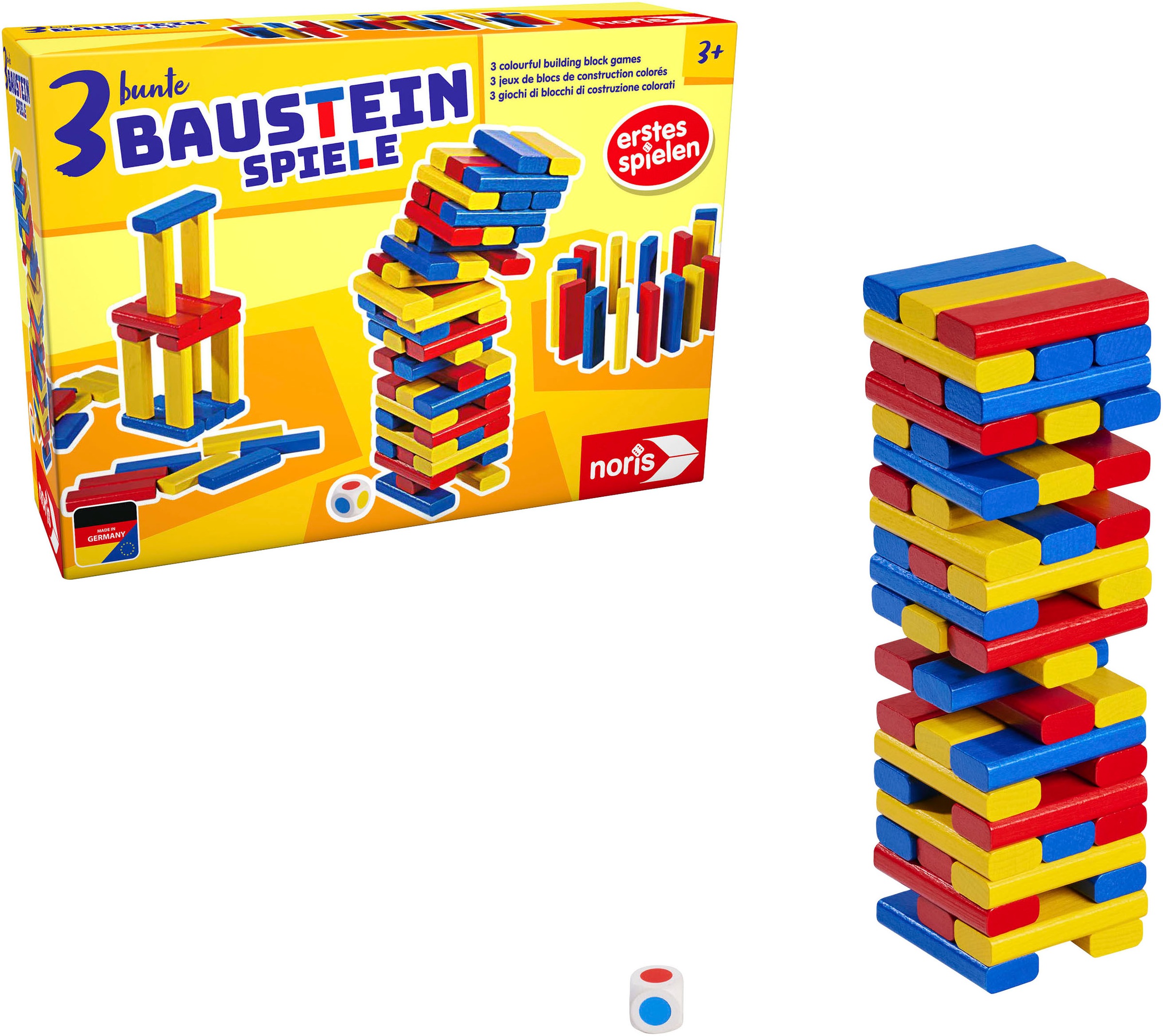 Noris Spiel »3 bunte Bausteinspiele«, Made in Germany