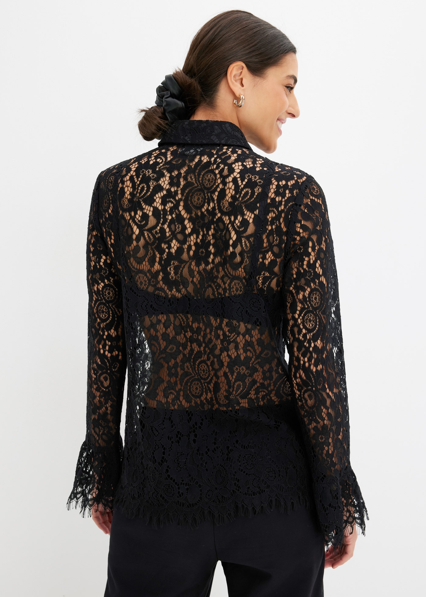 bonprix Langarmbluse Bluse aus Spitze