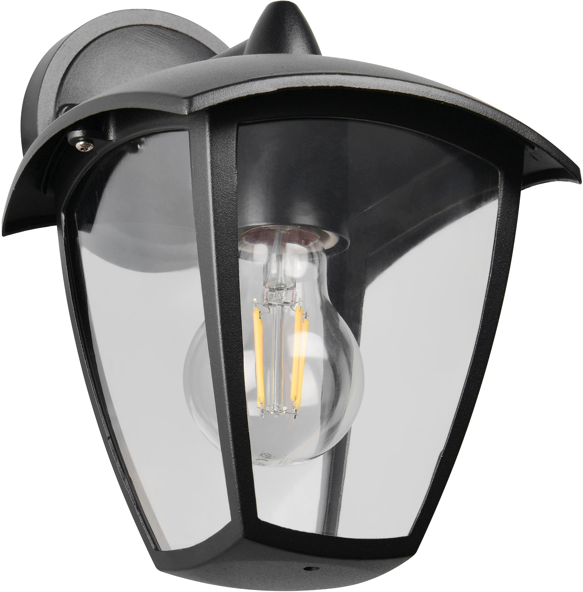 TRIO Leuchten Außen-Wandleuchte »VENTA, Laterne Hauswand Fassadenbeleuchtung, exkl 1x E27 max 10W, IP44«, 1 flammig, Leuchtmittel E27 | Leuchtmittel wechselbar, Wandlampe Laternen-Optik, abwärts gerichtet, Schirm Kunststoff