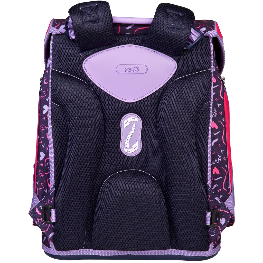 Scooli Schulranzen »EasyFit, Girls, Heartbeat«, Reflektoren-Floureszierende Flächen