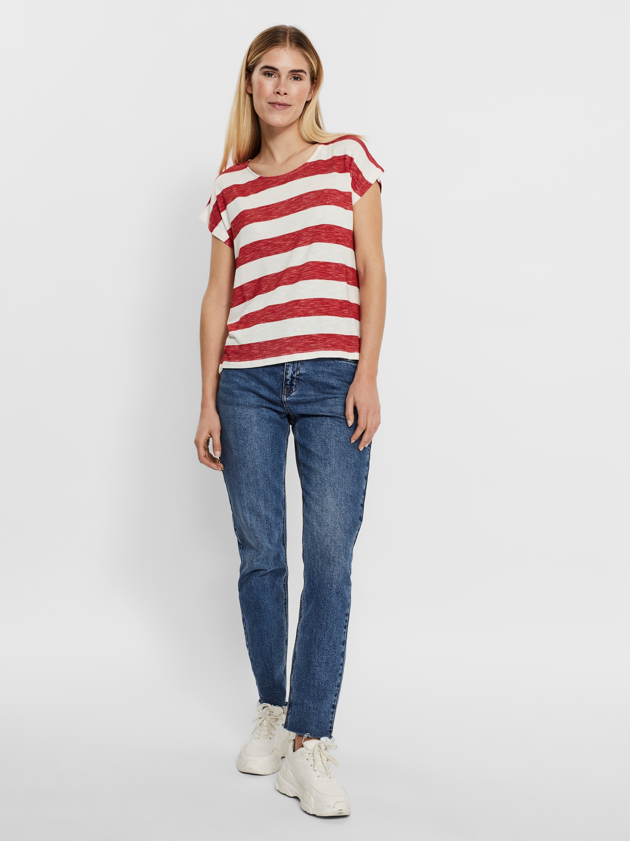 Vero Moda Kurzarmshirt »VMWIDE STRIPE SL TOP GA JRS NOOS« Viskosemischung