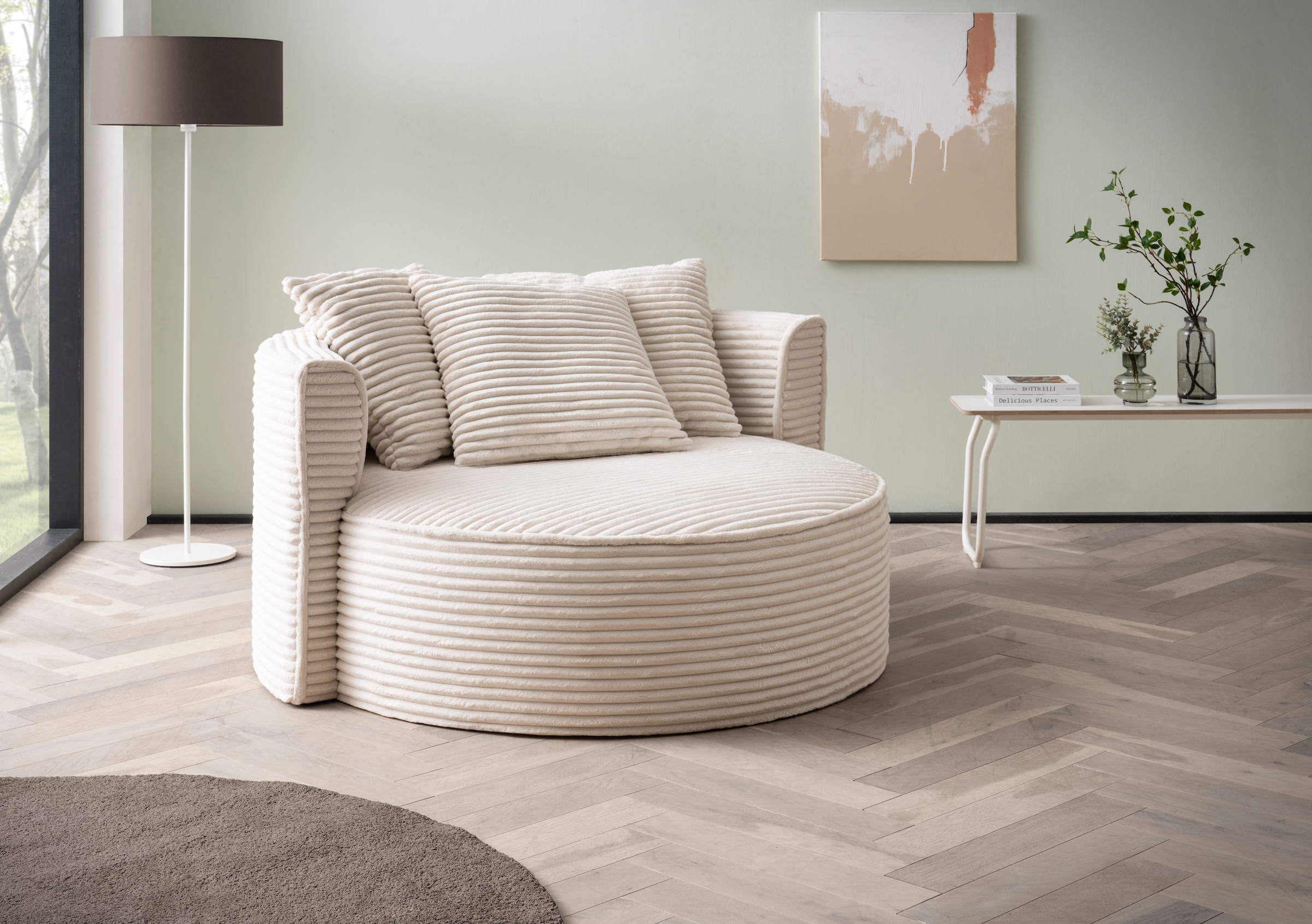 LeGer Home by Lena Gercke XXL-Sessel »Isalie, Sessel in modernen Farben, Lesesessel, Loveseat, Big-Sessel«, trendige Stoffe, mit 3 Zierkissen, große Sitzfläche, Hocker optional