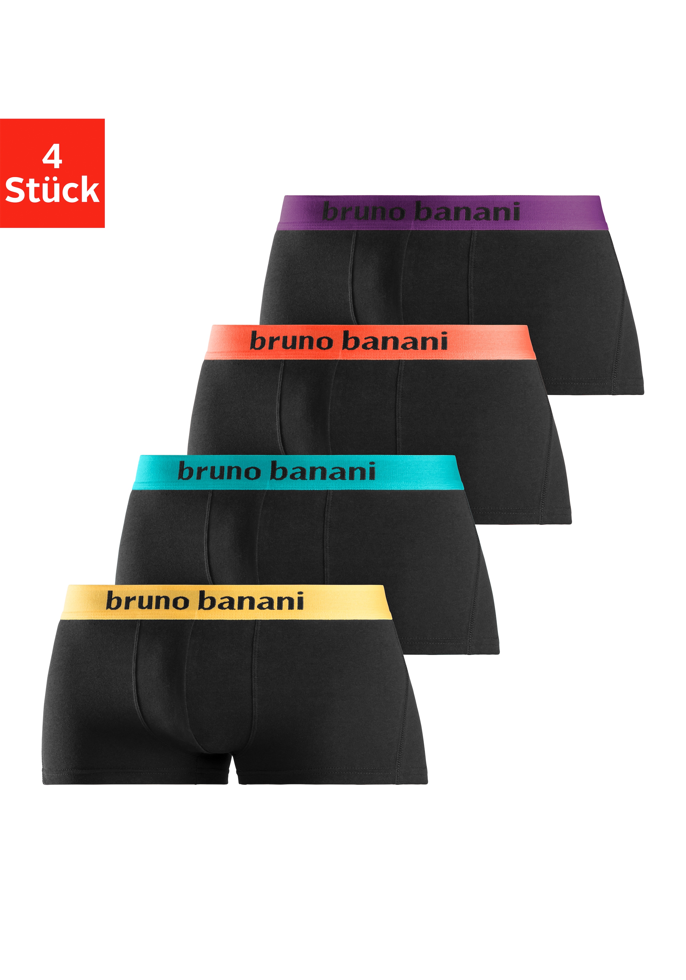 Bruno Banani Hipster, 4 Stk. knapp sitzende Boxershorts mit Logo Webbund au günstig online kaufen