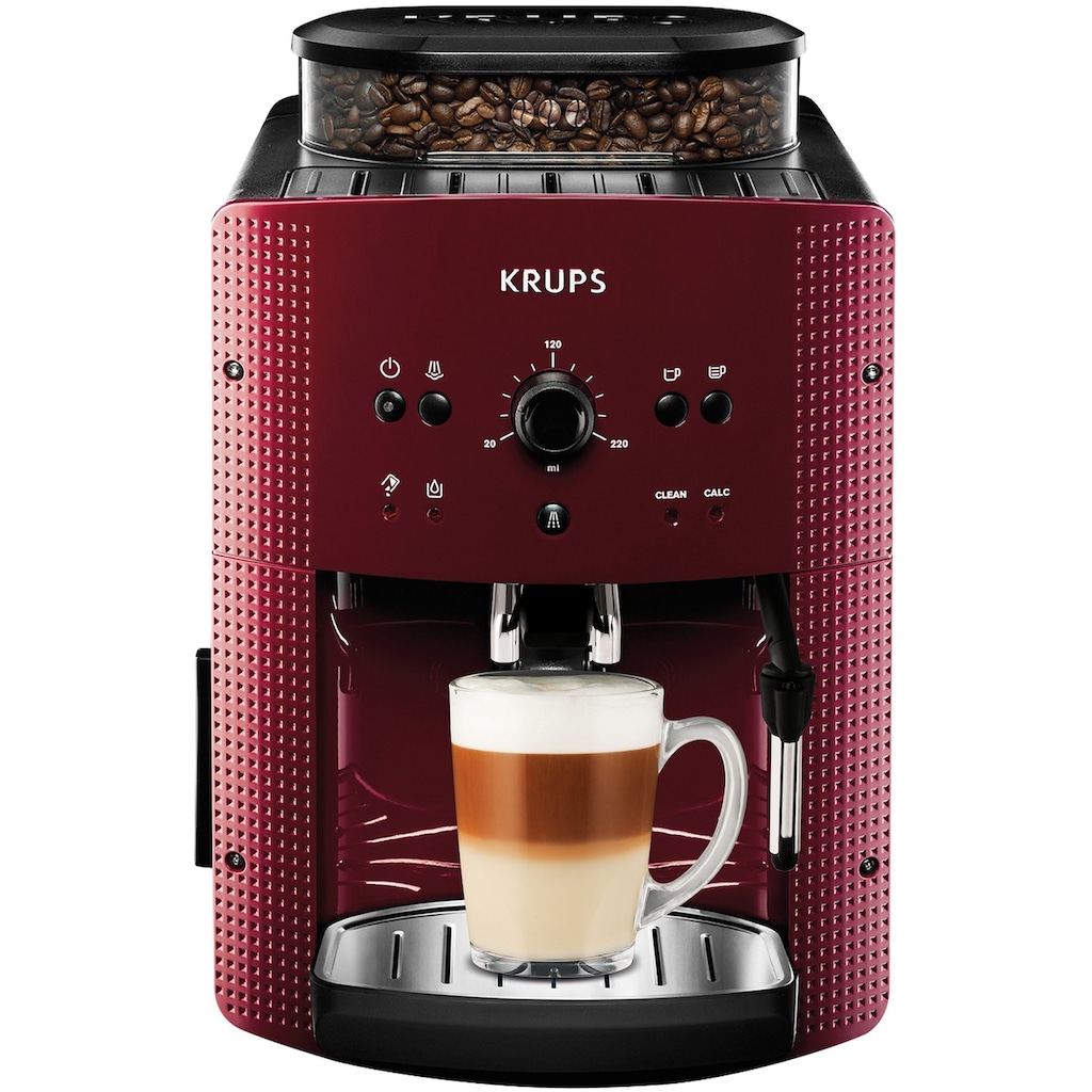 Krups Kaffeevollautomat »EA8107 Arabica«, 1450 Watt, 2-Tassen-Funktion, Milchsystem mit manueller Dampfdüse, 2 voreingestelle Kaffeestärken, Espresso/starker Espresso/Kaffee, Bedienfeld mit Tasten