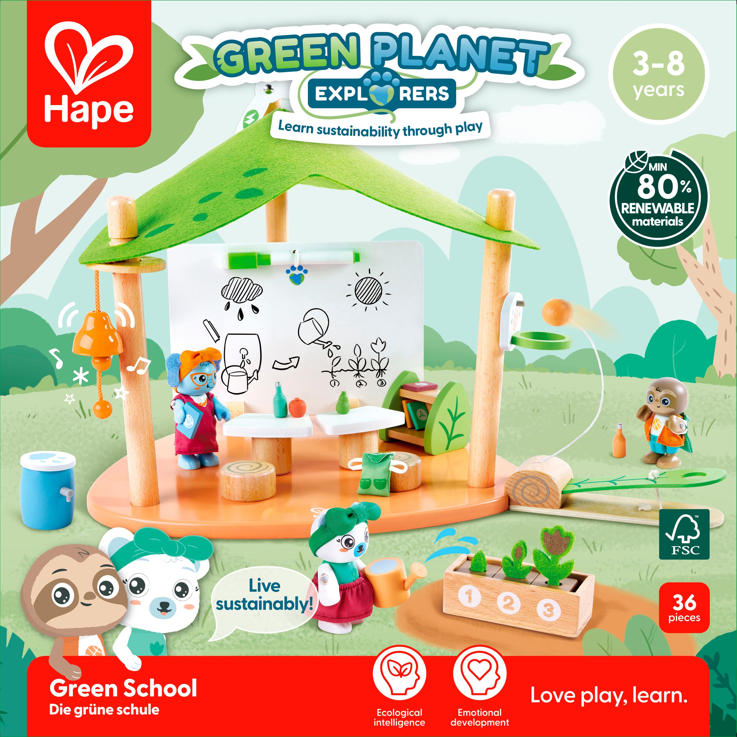 Hape Spielwelt »Green Planet Explorers, Schule«, (36 tlg.)