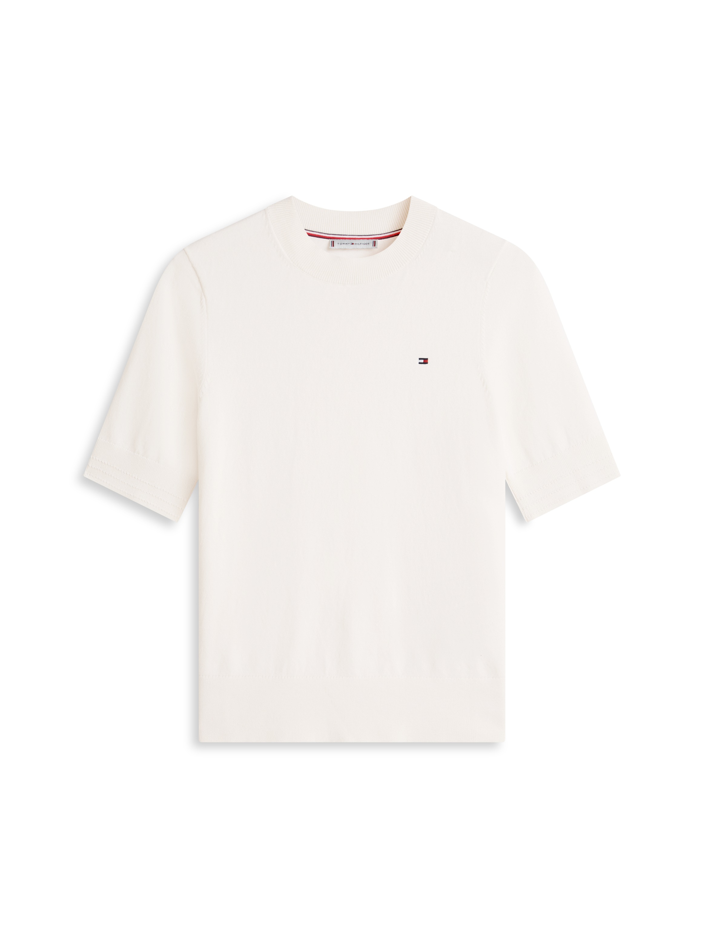 Tommy Hilfiger CO Jersey Fine GG C-NK SS SWT Damen Kurzarm Pullover Ivory Petal M 3