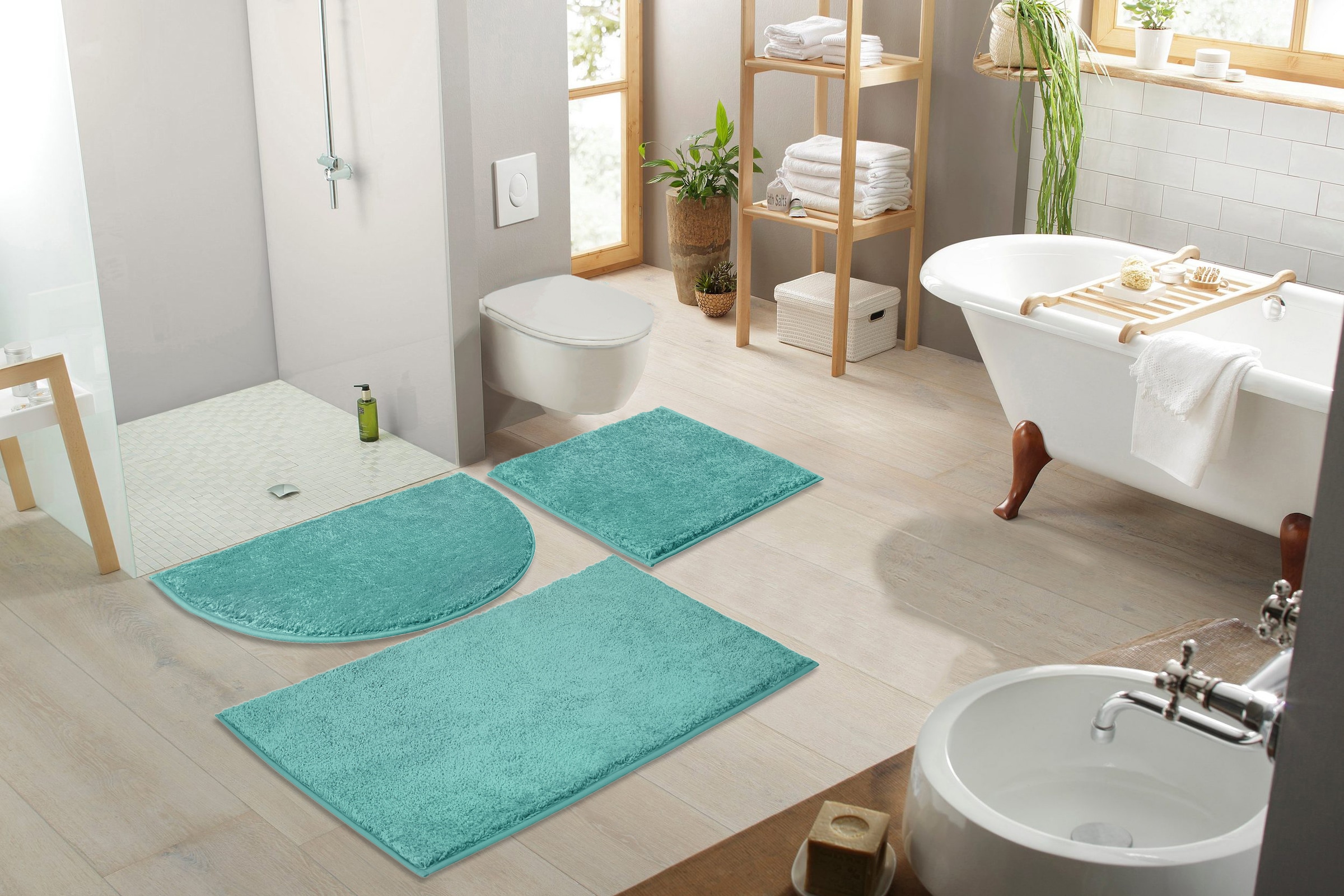 my home Badematte »Juna, Badteppich«, rutschhemmend beschichtet, fußbodenheizungsgeeignet-strapazierfähig, besonders weich, Badematten, unifarben