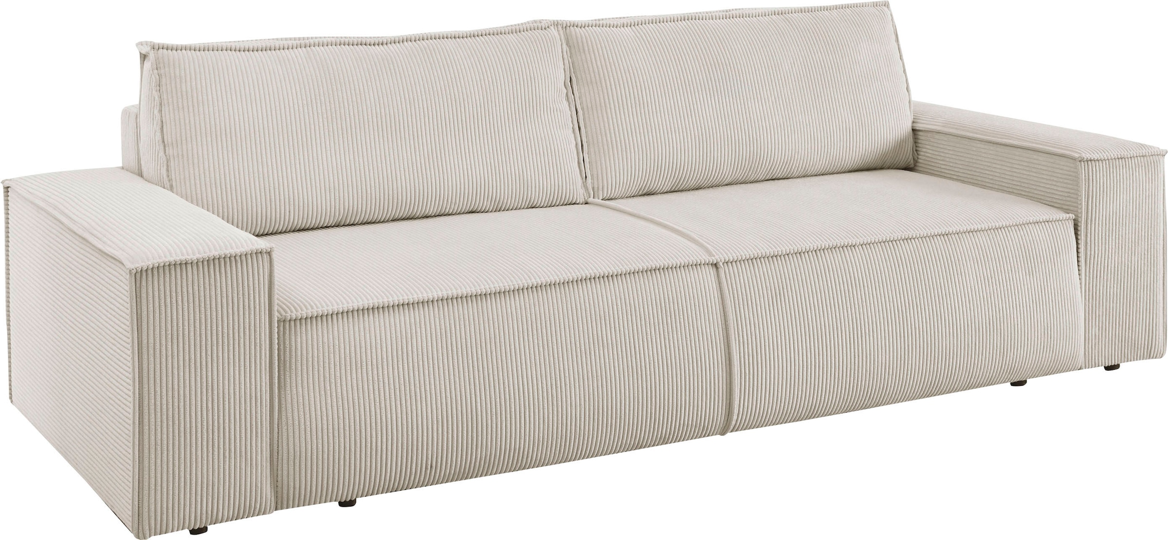 Home affaire 3-Sitzer »SHERWOOD Schlafsofa (257cm) Cord, Samtvelours, Vintage-Lederoptik«, Schlaffunktion mit Bettkasten (ca. 136/200cm)