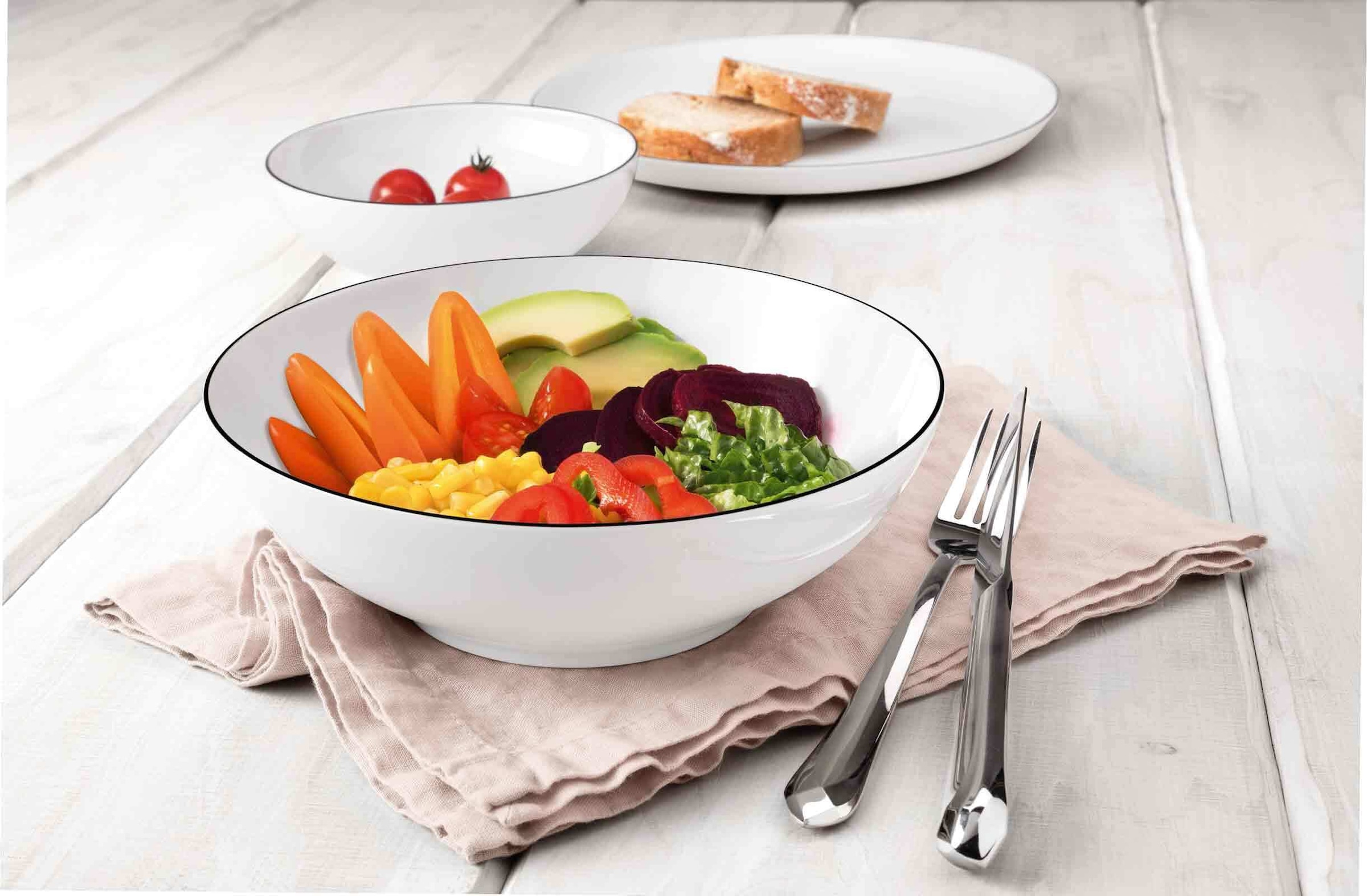 Seltmann Weiden Schale »Dessertschalen rund Lido Black Line ø 15 cm 2er Set weiß«