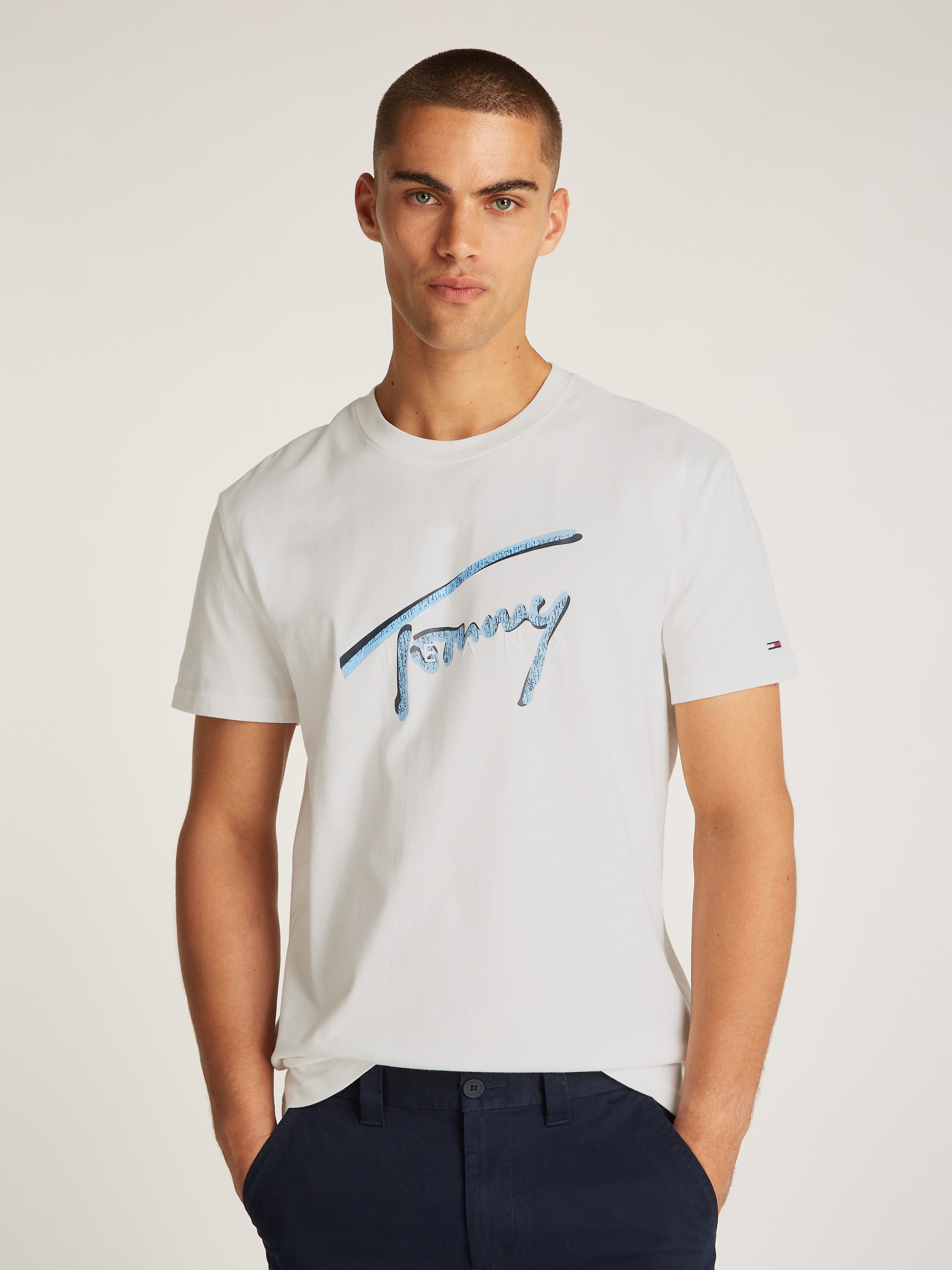 Tommy Jeans T-Shirt "TJM REG RWB SIGNATURE TEE", mit großem Logodruck günstig online kaufen