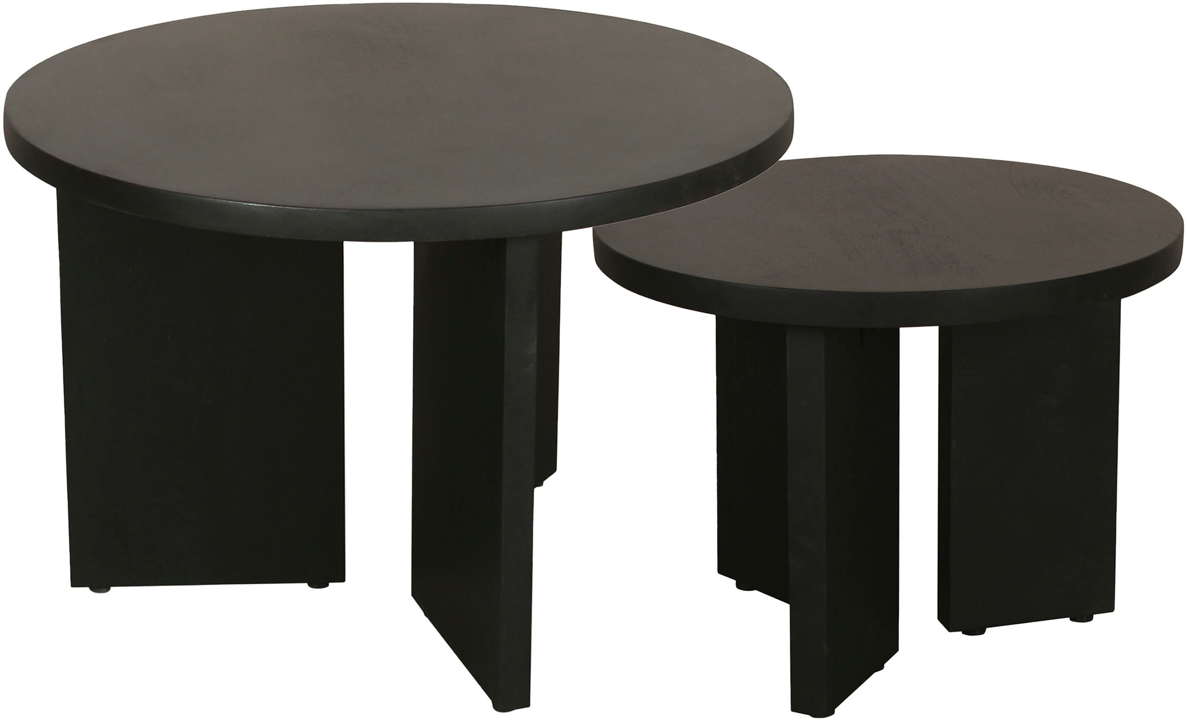 byLIVING Couchtisch »Round«, (Set), aus 2,5cm starkem Massivholz schwarz, einzeln oder im Set stellbar