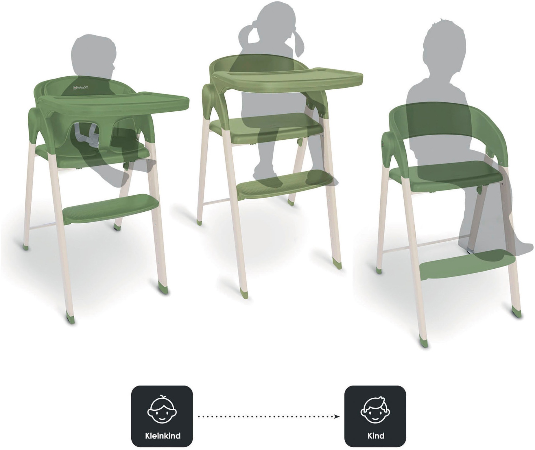 babyGO Levels Combination Highchair Green 3