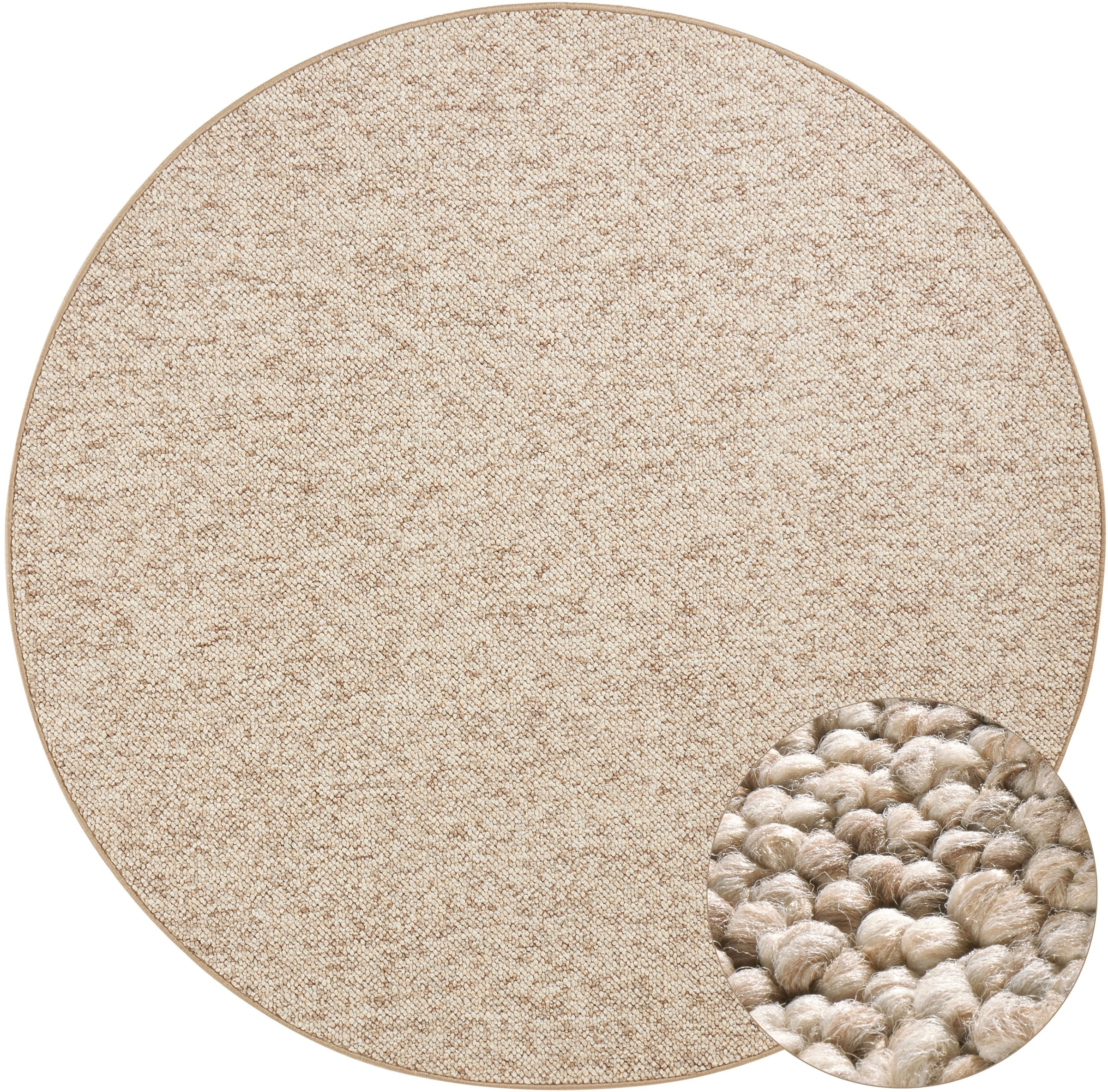 HANSE Home Teppich »Wolly 2«, rund, 12 mm Höhe, Flachgewebe, Skandi, Woll-Optik, Esszimmer, Wohnzimmer, Flur
