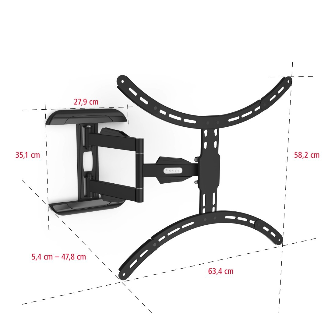 Hama TV-Wandhalterung »Halterung, schwenkbar, neigbar, ausziehbar von 94 - 191 cm (37" - 75")«, bis 191 cm Zoll, max. 45 kg