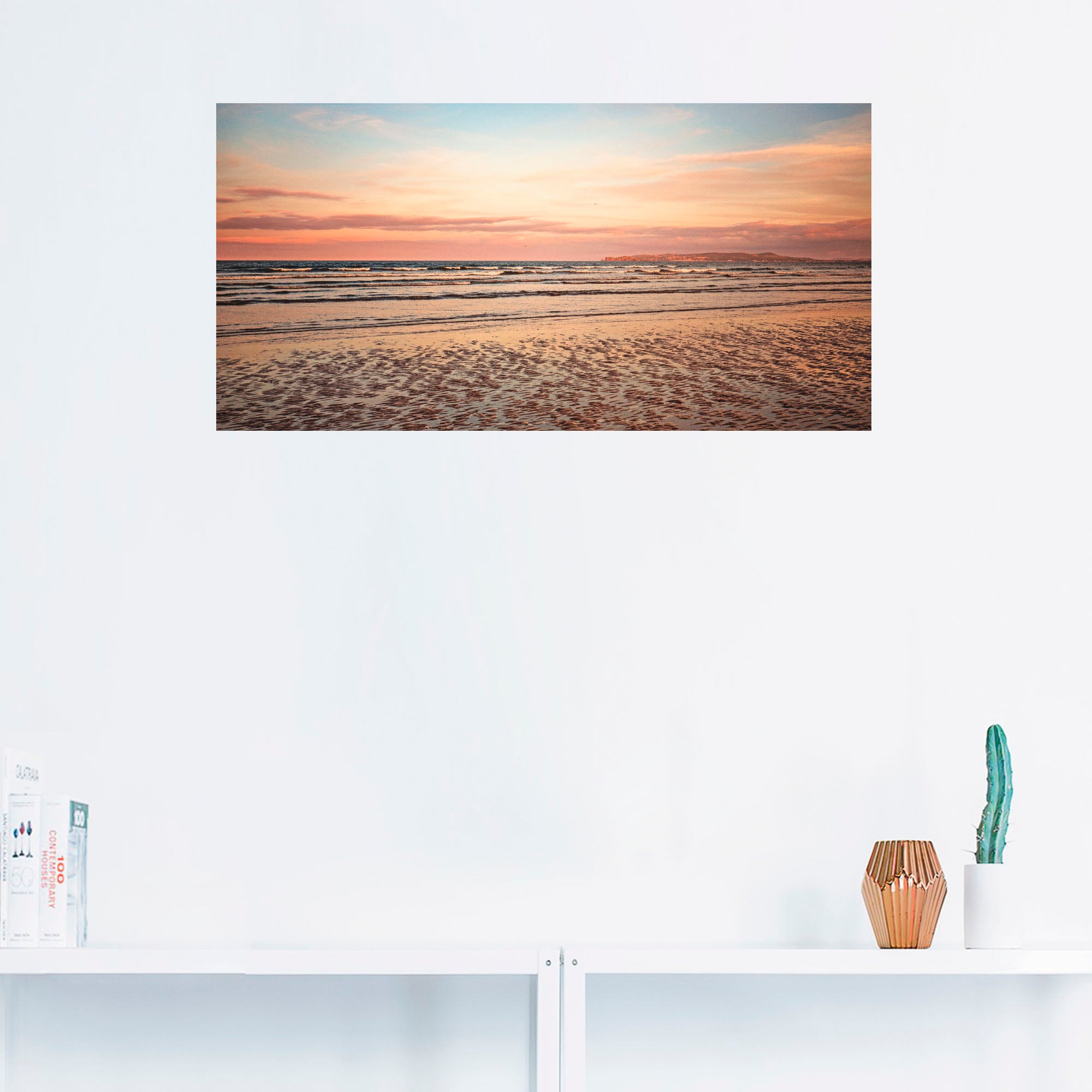 Artland Wandbild »Sonnenuntergang im | Größen in Poster als Leinwandbild, (1 Strand, Watt«, Wandaufkleber BAUR kaufen versch. oder St.)
