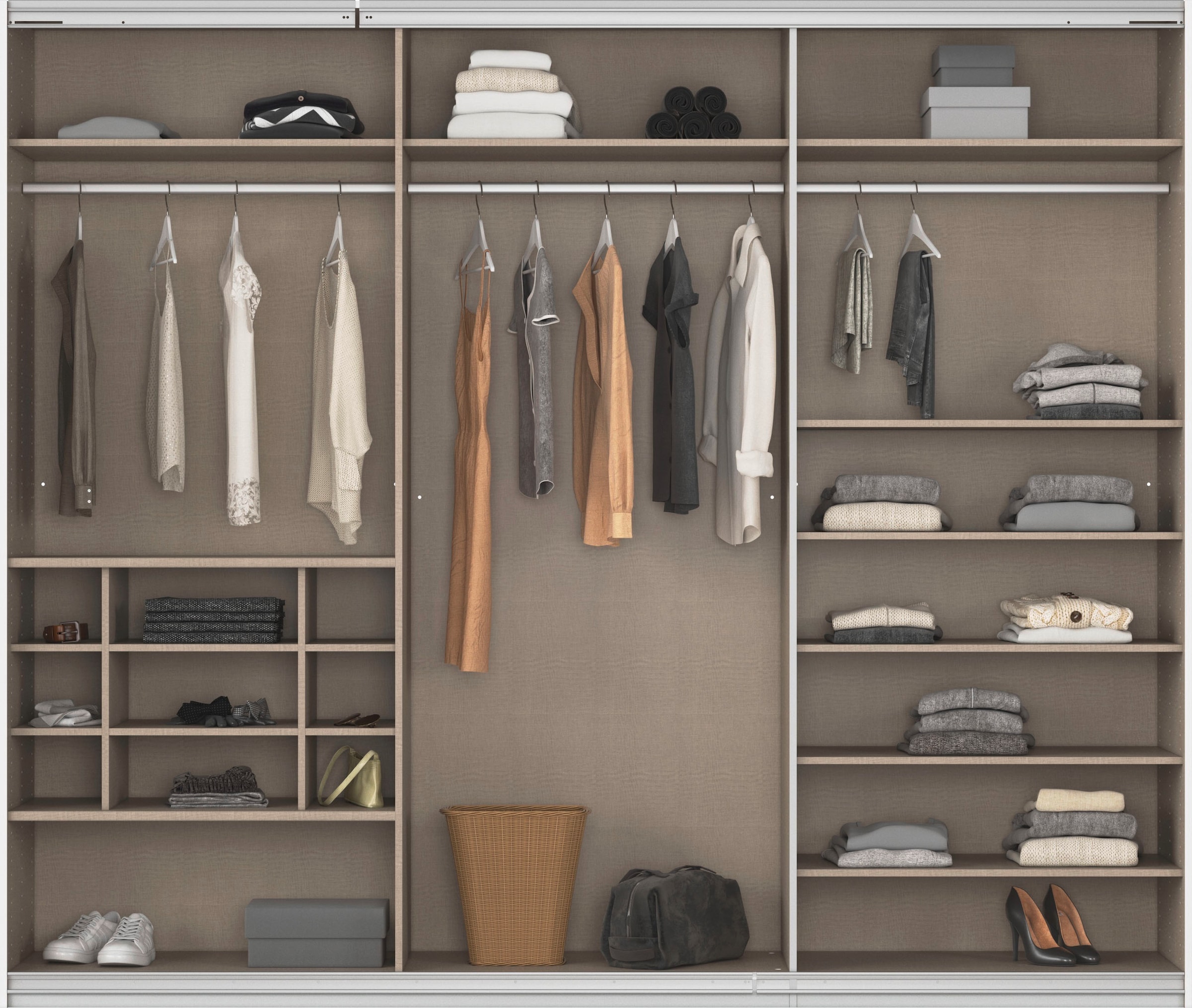 rauch Schwebetürenschrank »Kleiderschrank Schrank Garderobe Wäscheschrank TOMA«, inkl. Regaleinsatz sowie zusätzlichen Einlegeböden MADE IN GERMANY