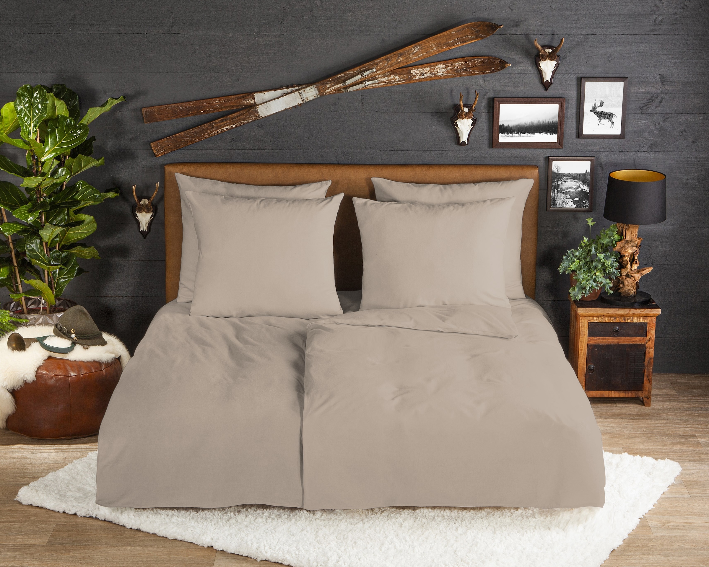 good morning Bettwäsche "Flanel Uni" 3 Stk. Flanell, Biber, Baumwolle, Wint günstig online kaufen