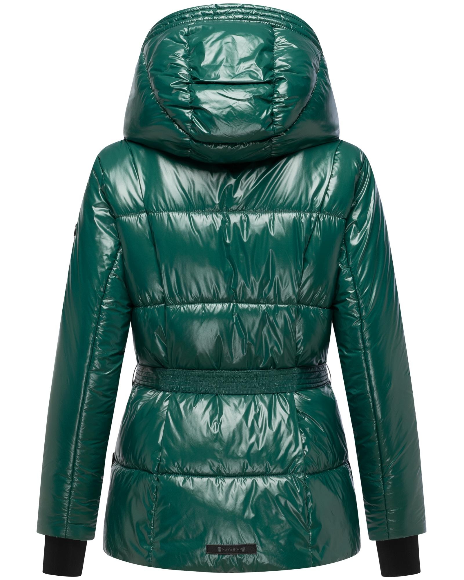 Navahoo Steppjacke »Eisglanz 14« mit Kapuze Glänzende Damen Winterjacke mit Taillengürtel