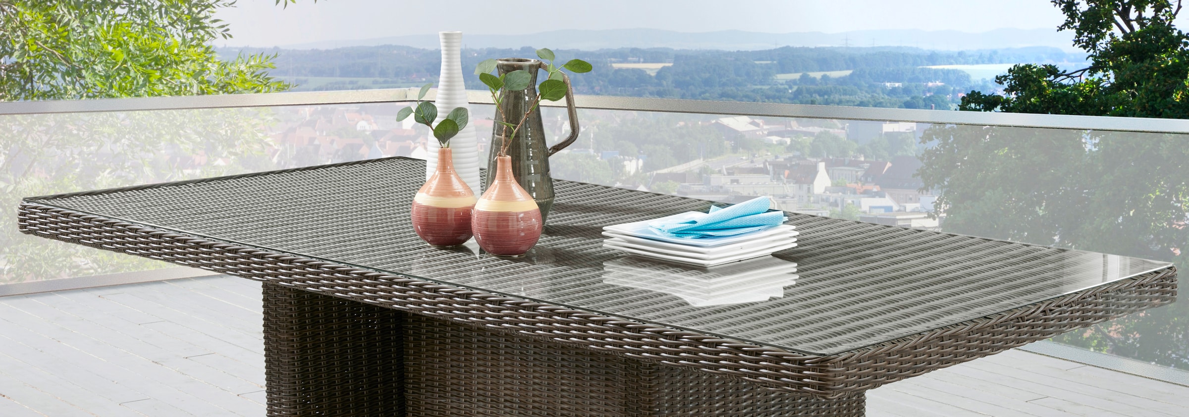 Destiny Gartentisch »LUNA«, (165x75x90cm), Aluminium, Polyrattan
